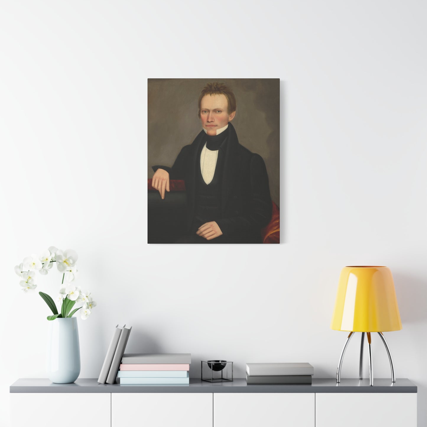 Early American Folk Art Man Classic Portrait Canvas Wall Art - Timeless Elegance for Home Decor