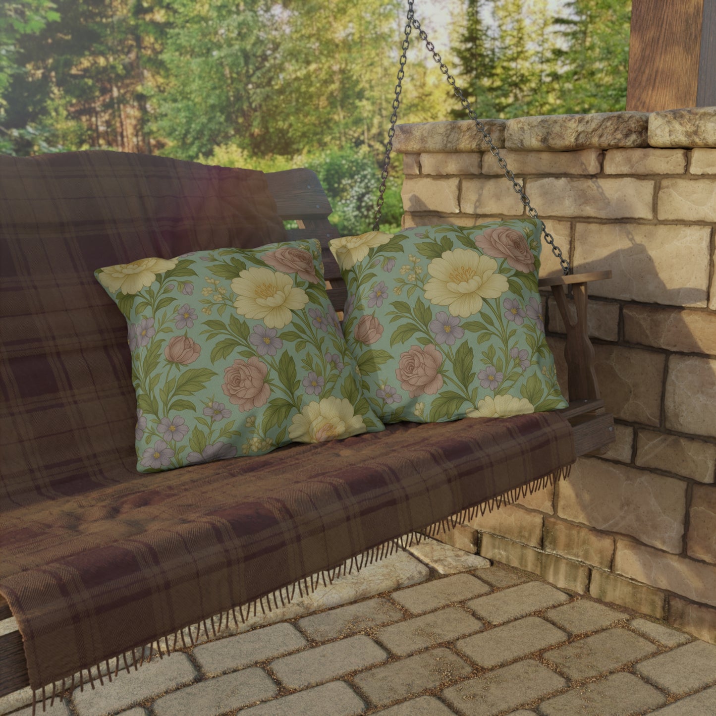 Botanical Outdoor Pillows, Floral Patio Decor, Garden Cushions, Shabby Chic Throw, Summer Home Accents