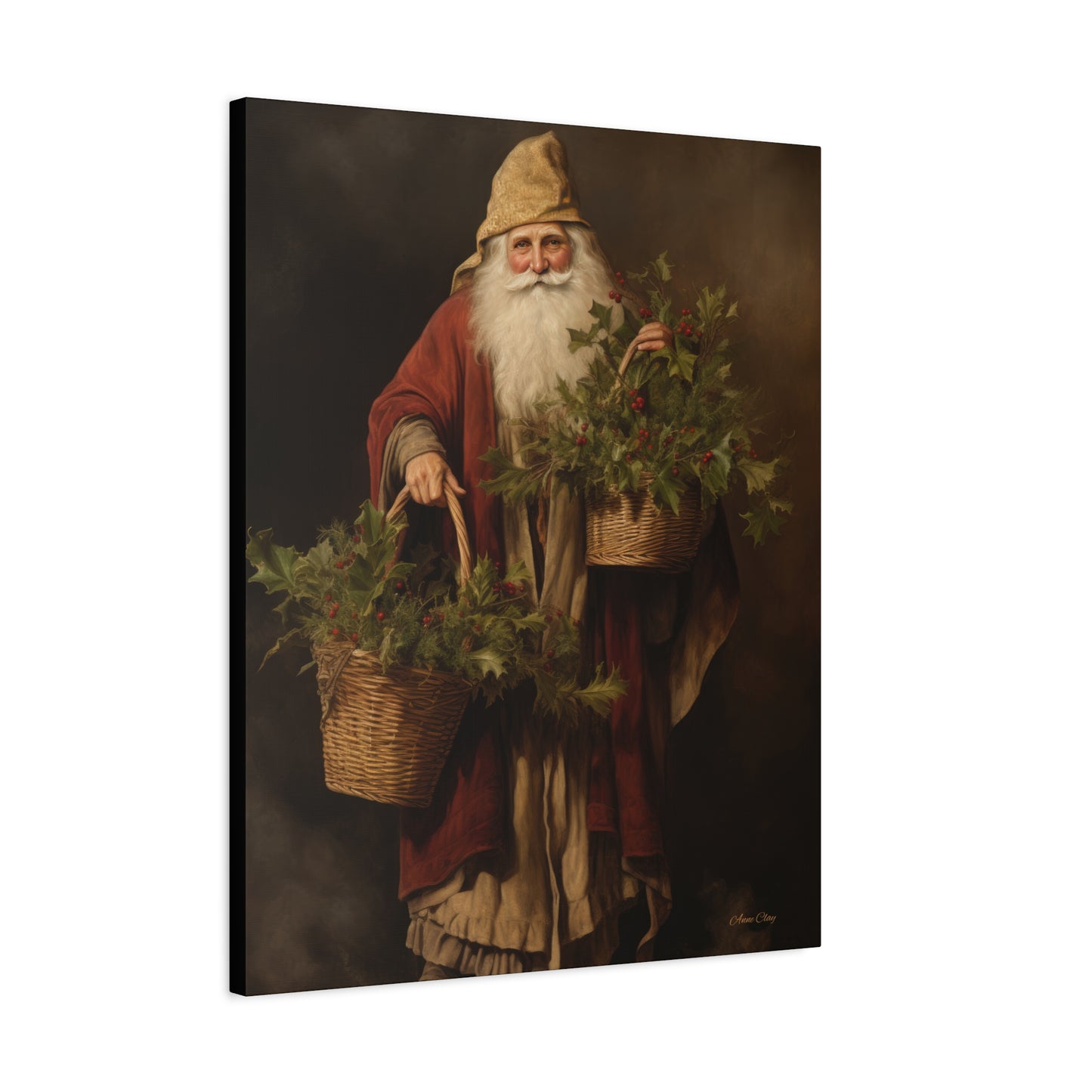 Jolly Santa Ivy Matte Canvas, Stretched, 1.25"