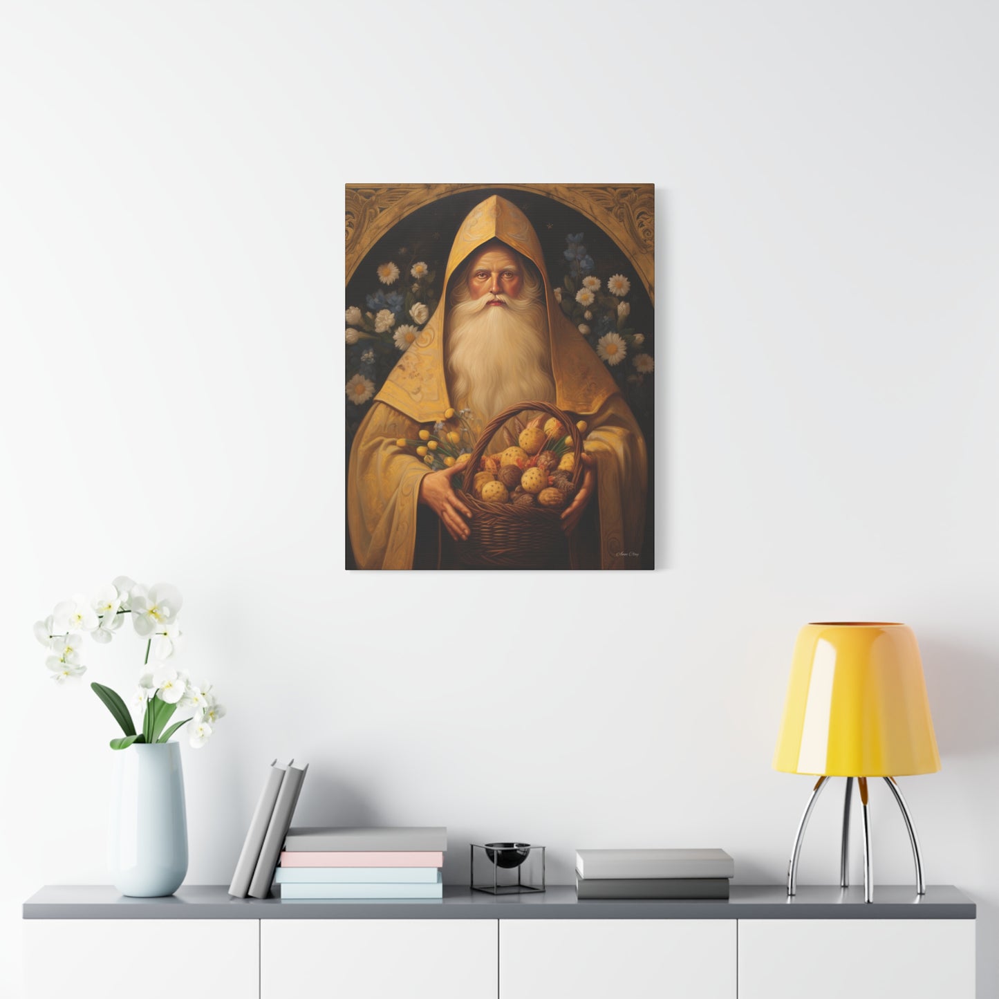 Easter Basket Santa Matte Canvas, Stretched, 1.25"