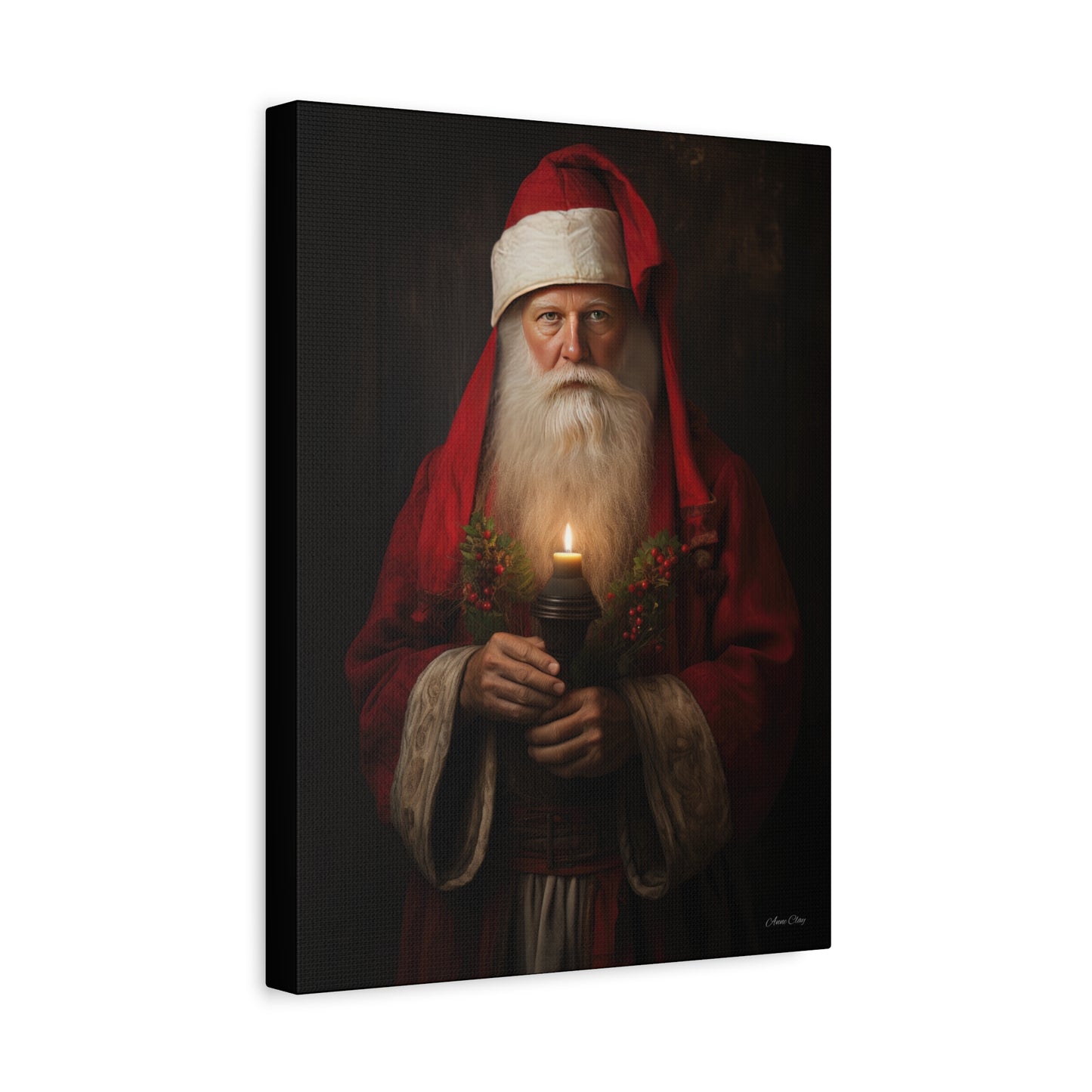 Candlelight Santa Matte Canvas, Stretched, 1.25"