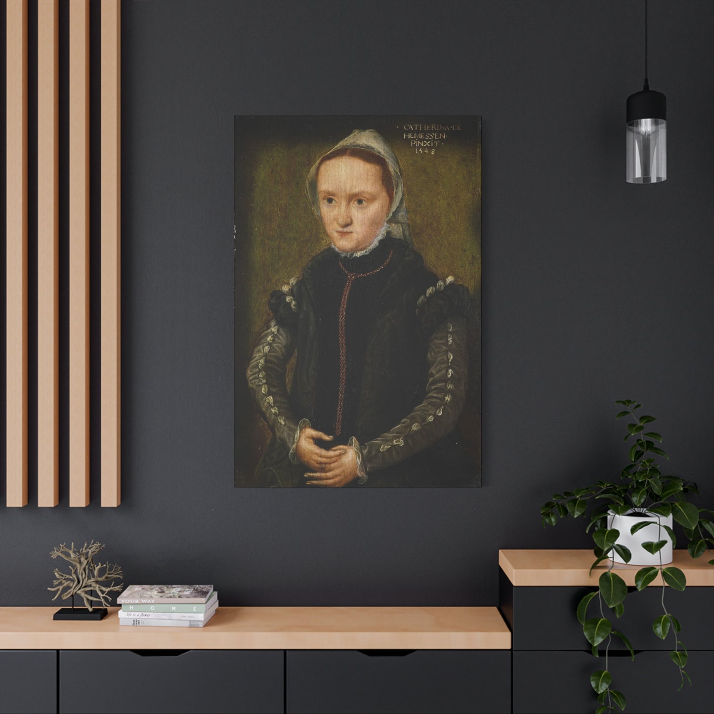 Elegant Stretched Canvas Art Print, Antique Reproduction Portrait Decor