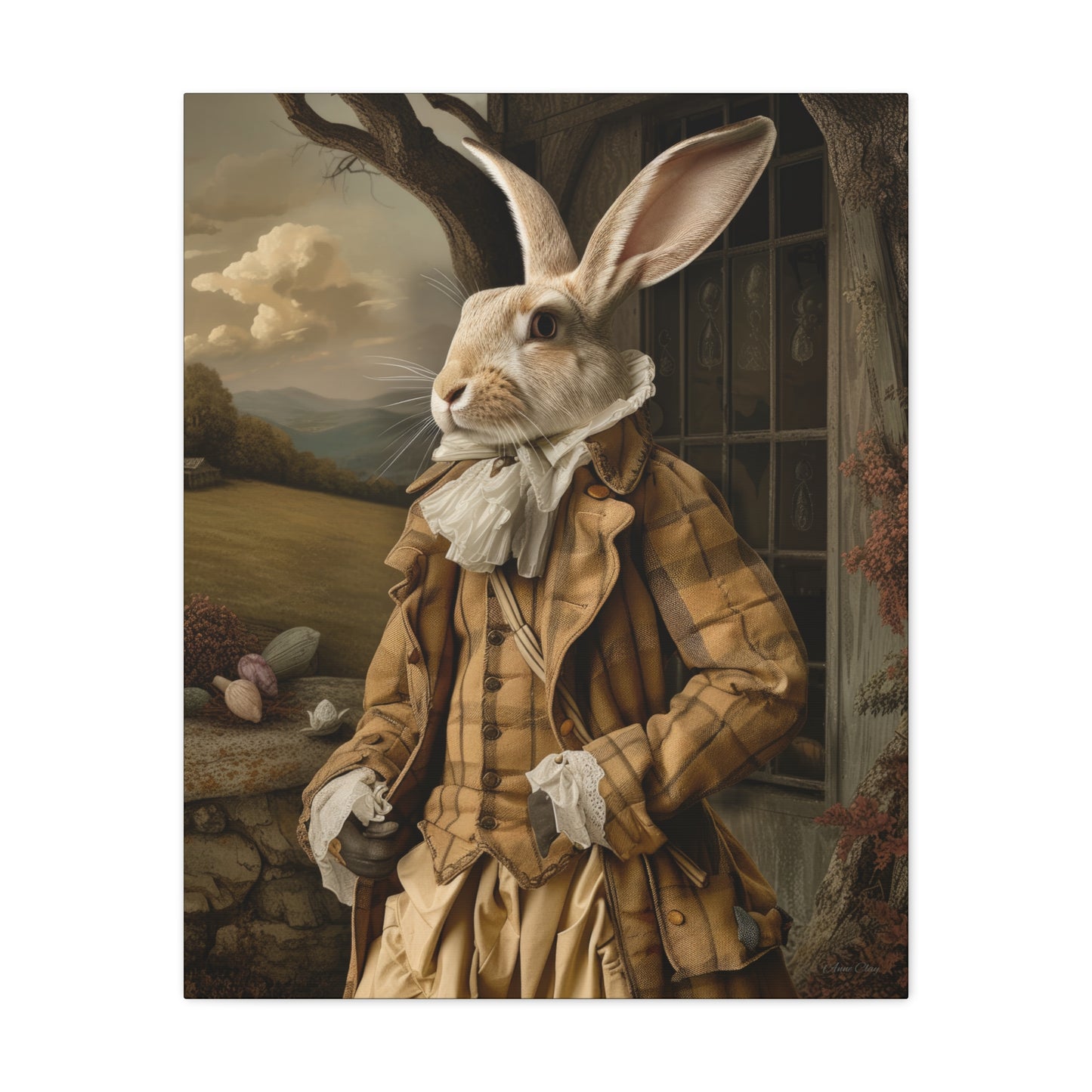 Sir William Rabbit: Whimsical Rabbit Canvas Art - Vintage Style Wall Decor