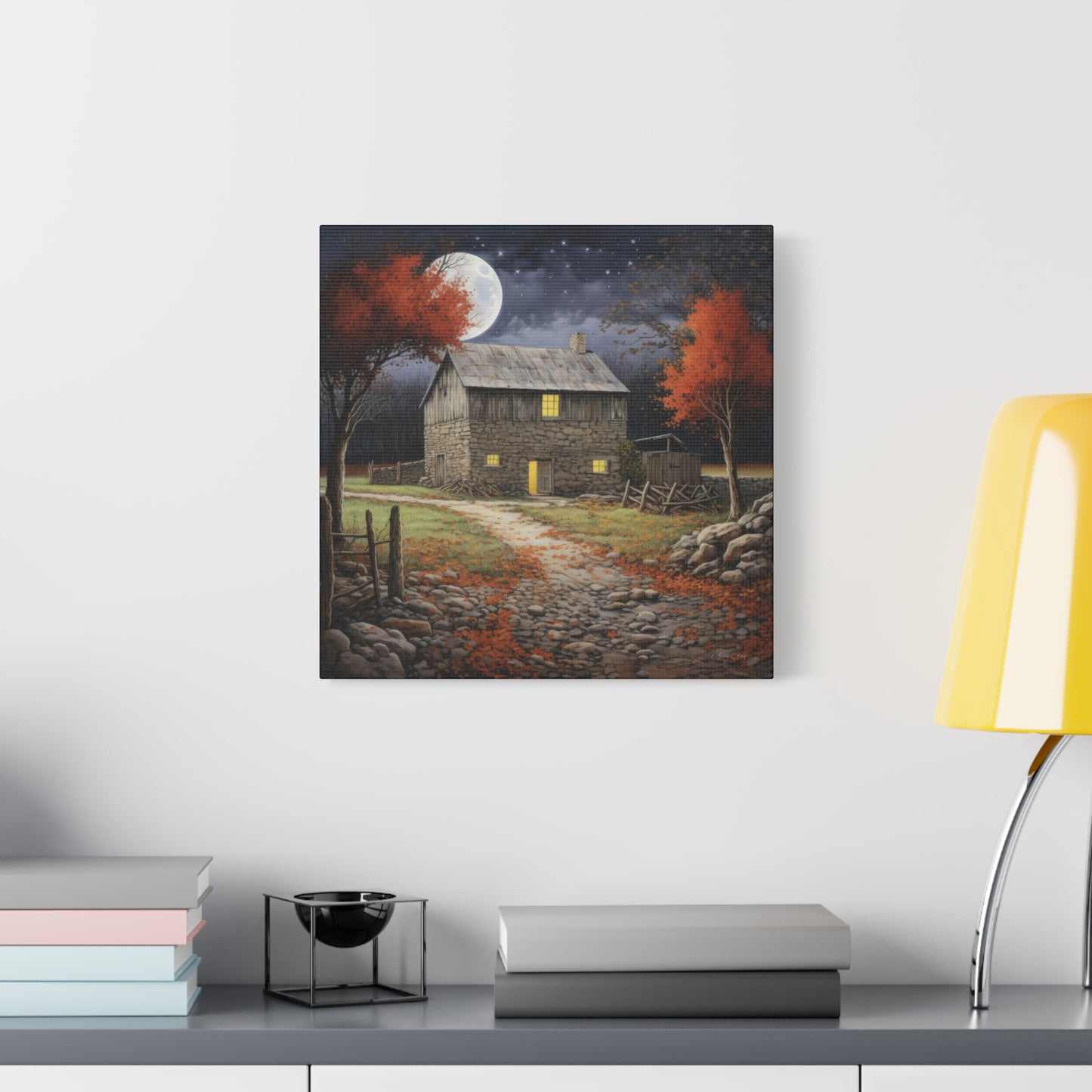 Rustic Cabin Art Print, Home Decor, Autumn Wall Art, Cozy Living Room Decor, Gift for Nature Lovers, Fall Decor