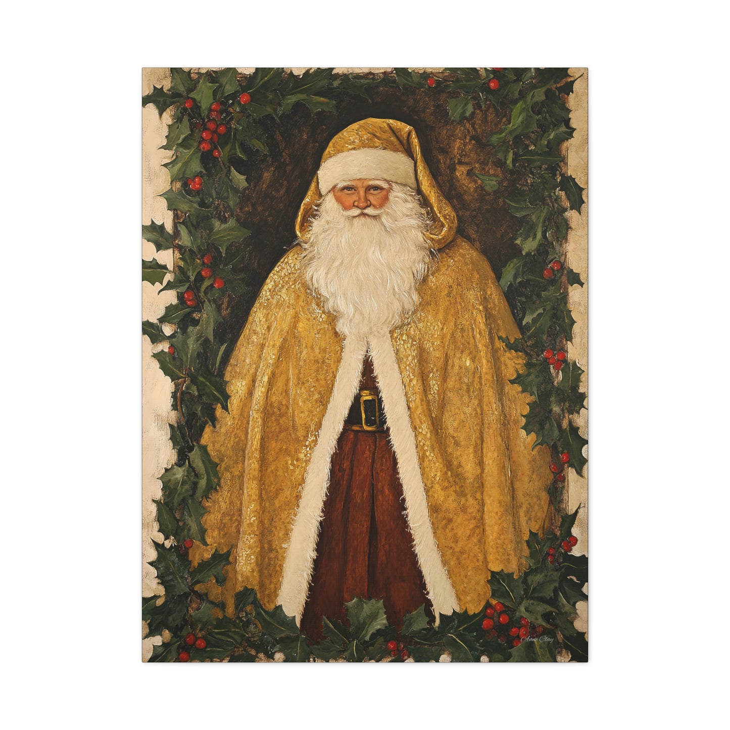 Golden Furry Santa Matte Canvas, Stretched, 1.25"