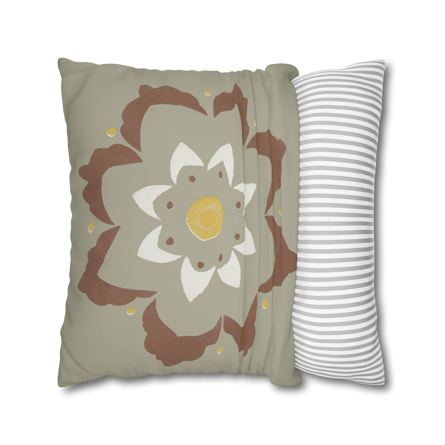 Fantasy Collection Stencil Flower Square Poly Canvas Pillowcase