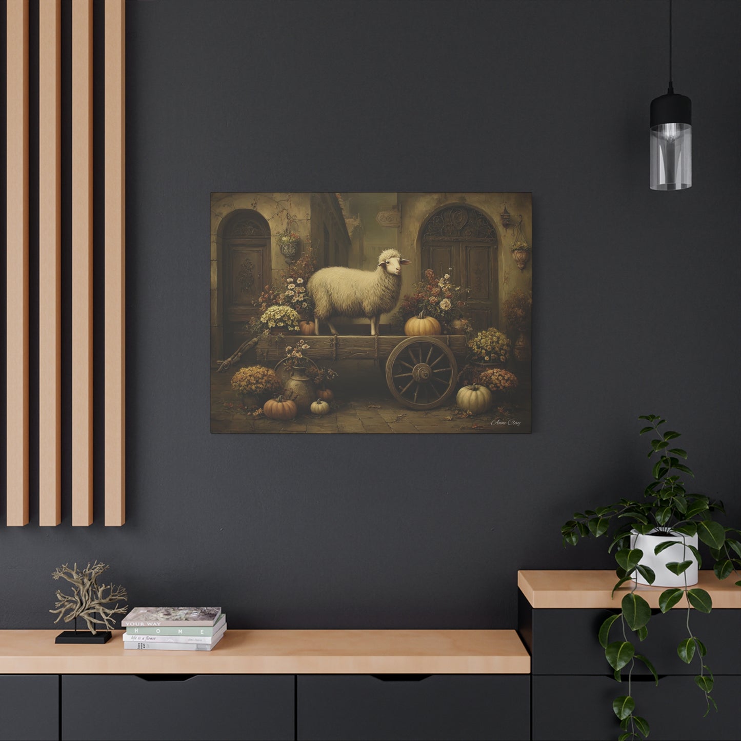 Rustic Farmhouse Canvas Print, Sheep Wall Art for Home Decor, Farmhouse Style Decor, Autumn Wall Art, Gift for Animal Lovers