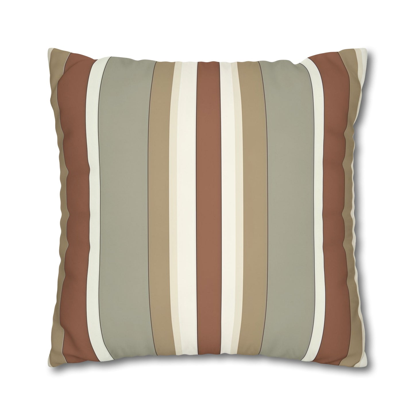 Fantasy Collection Taupe Stripes Square Poly Canvas Pillowcase