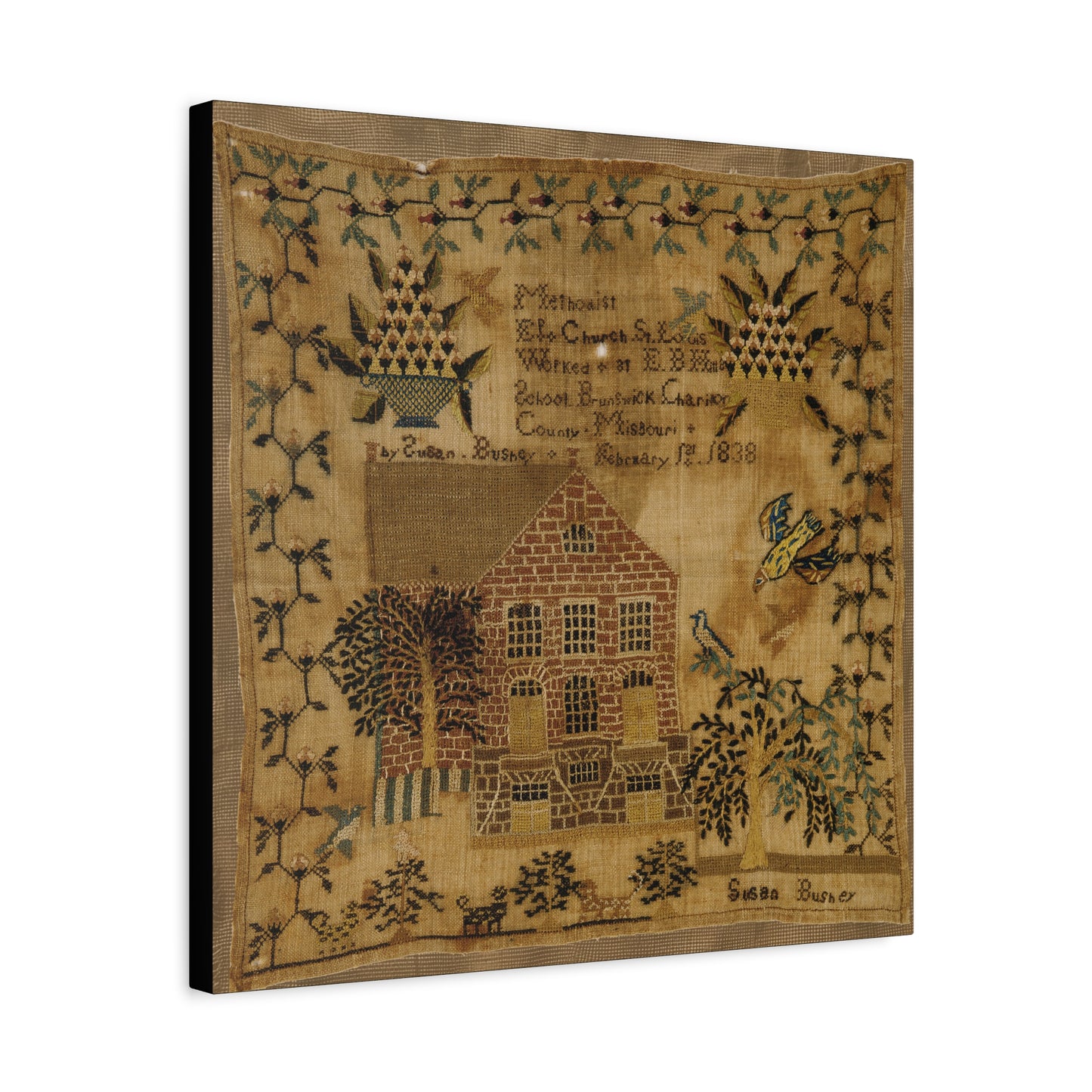 Vintage Canvas Wall Art – 1838 Pennsylvania Folk Art