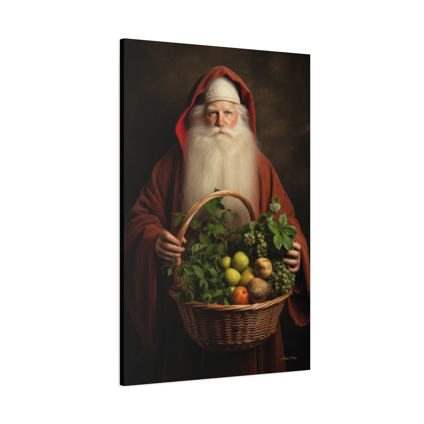 Fruit Basket Santa Matte Canvas, Stretched, 1.25"