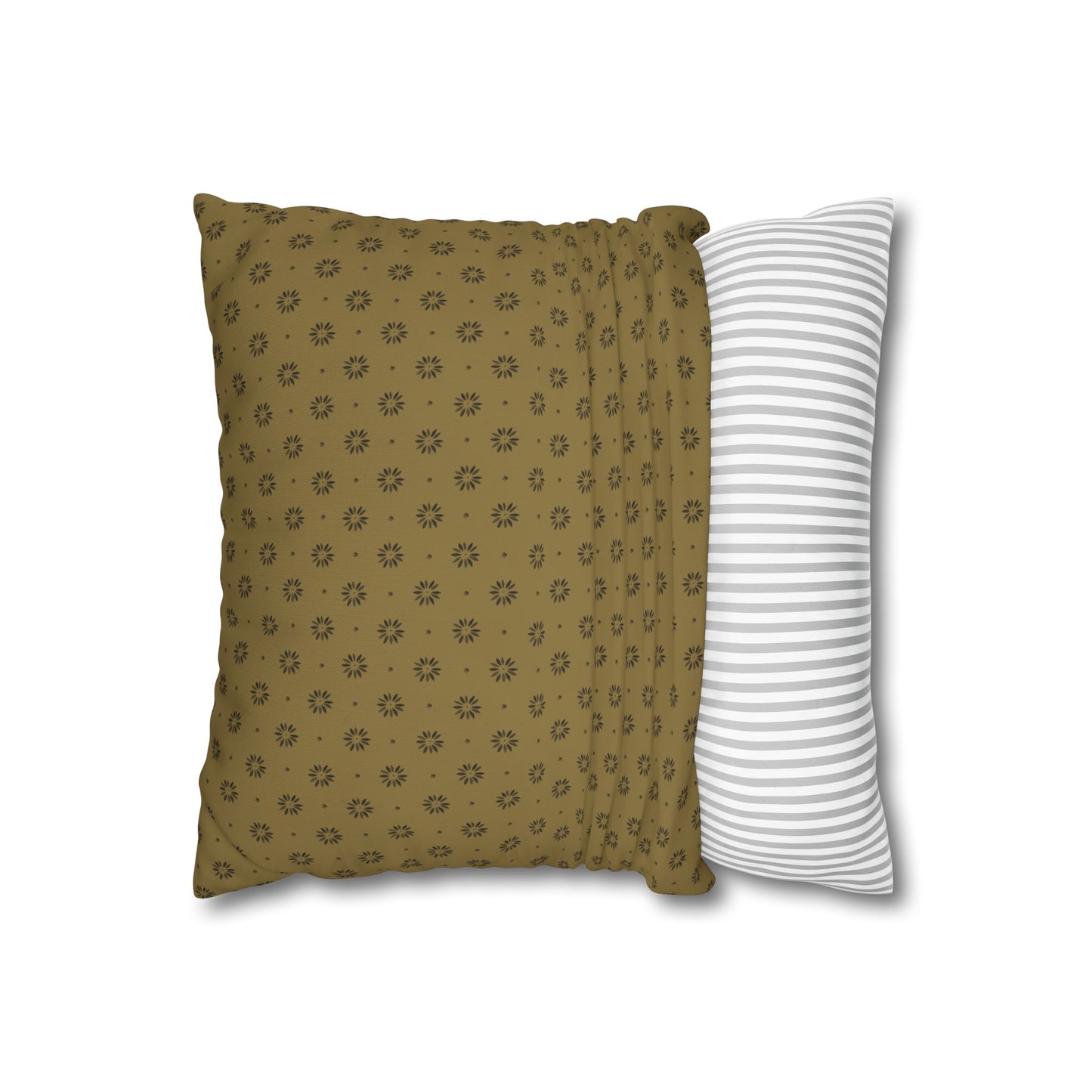 Black Petals on Gold Background Stencil Square Poly Canvas Pillowcase
