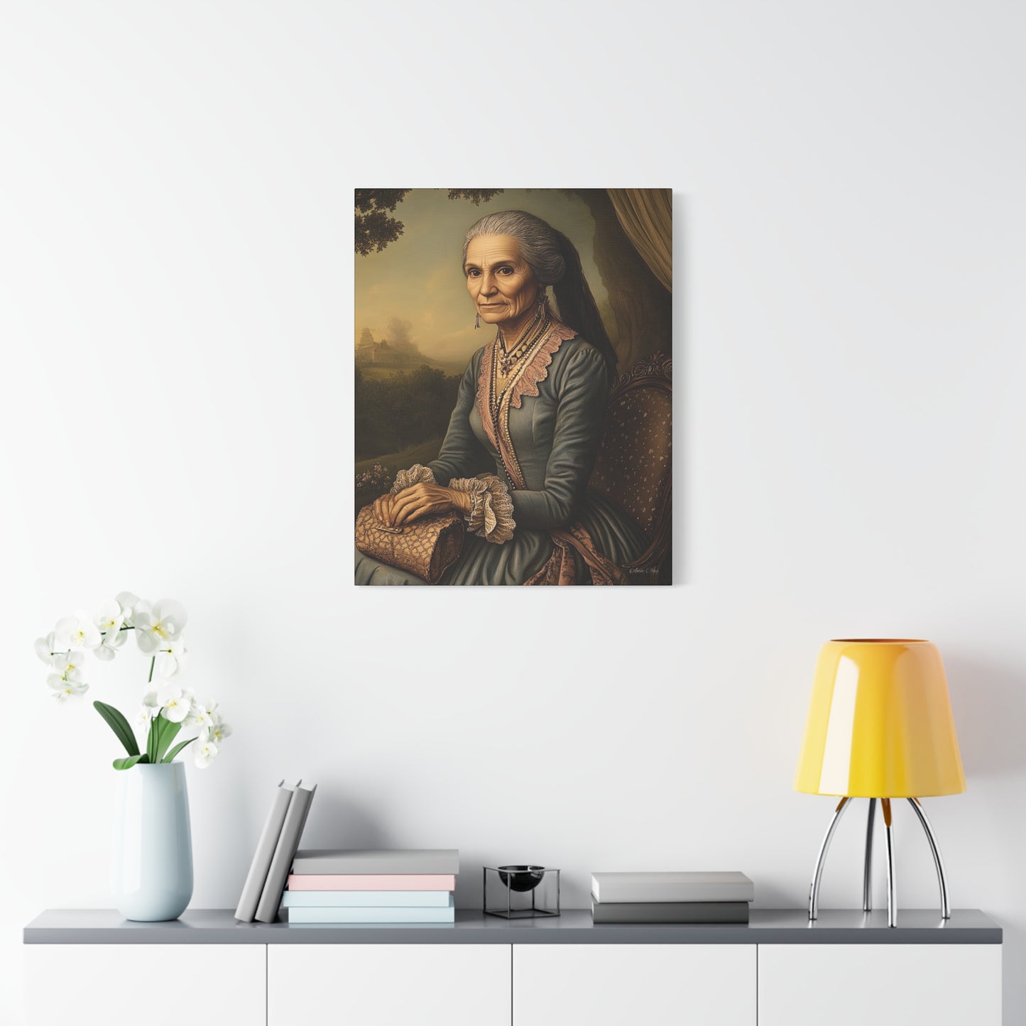 Elegant Vintage Canvas Art Print, Home Decor, Wall Art, Gift for Grandparents, Classic Portrait Decoration