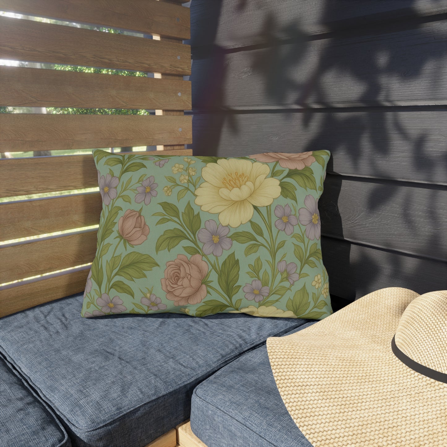 Botanical Outdoor Pillows, Floral Patio Decor, Garden Cushions, Shabby Chic Throw, Summer Home Accents