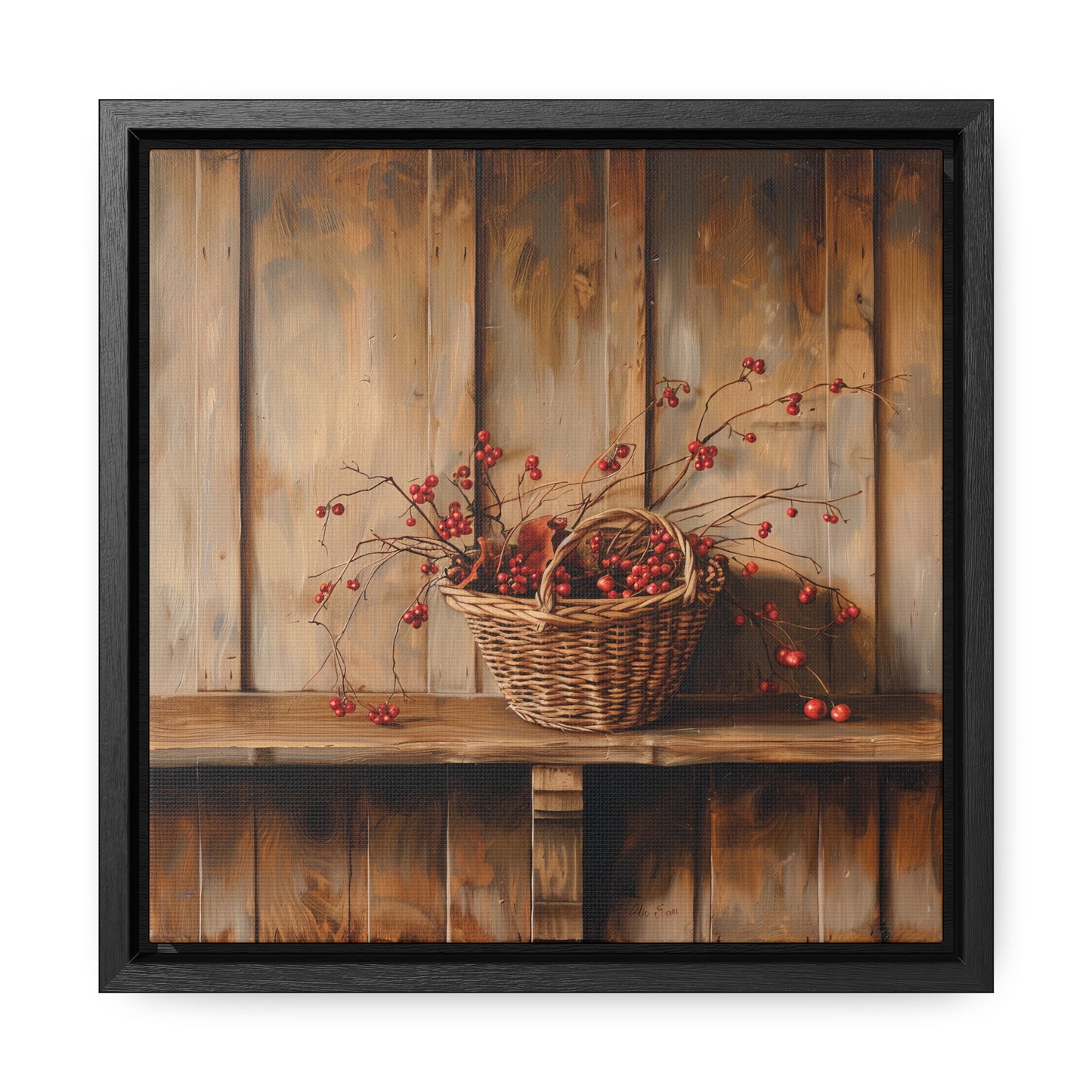 Basket of Bittersweet Gallery Canvas Wraps, Square Frame