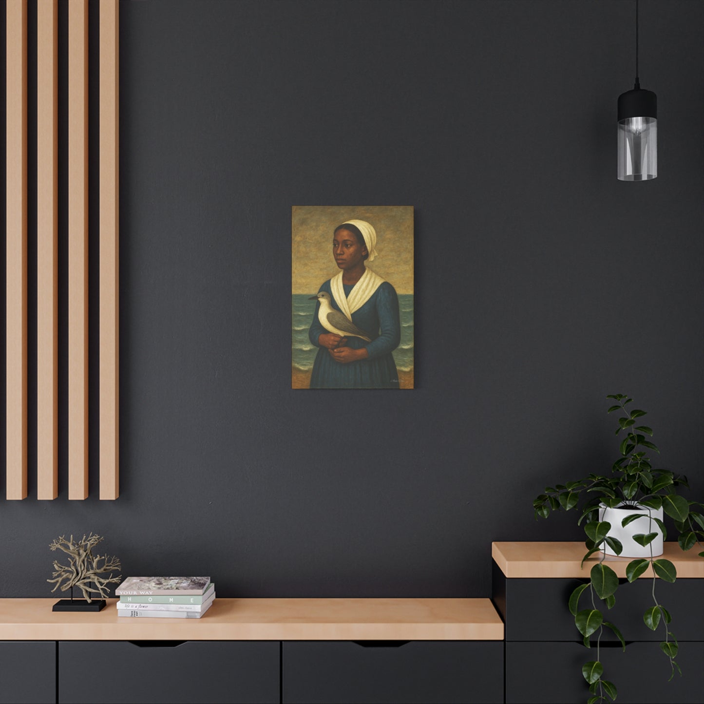 Canvas Wall Art - Portrait of a Woman with a Bird, Home Decor, Art Print, Gallery Wall, Unique Gift, Coastal Decoration, Fine Art