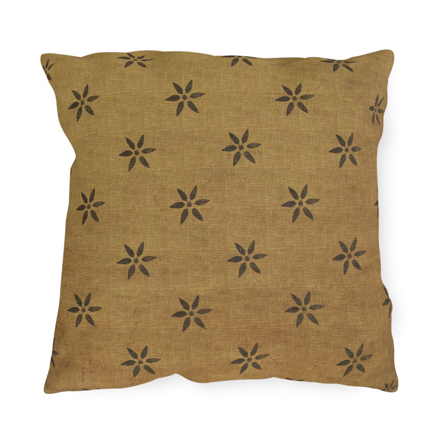 Grungy Burlap style Stencil Petals Outdoor Pillows