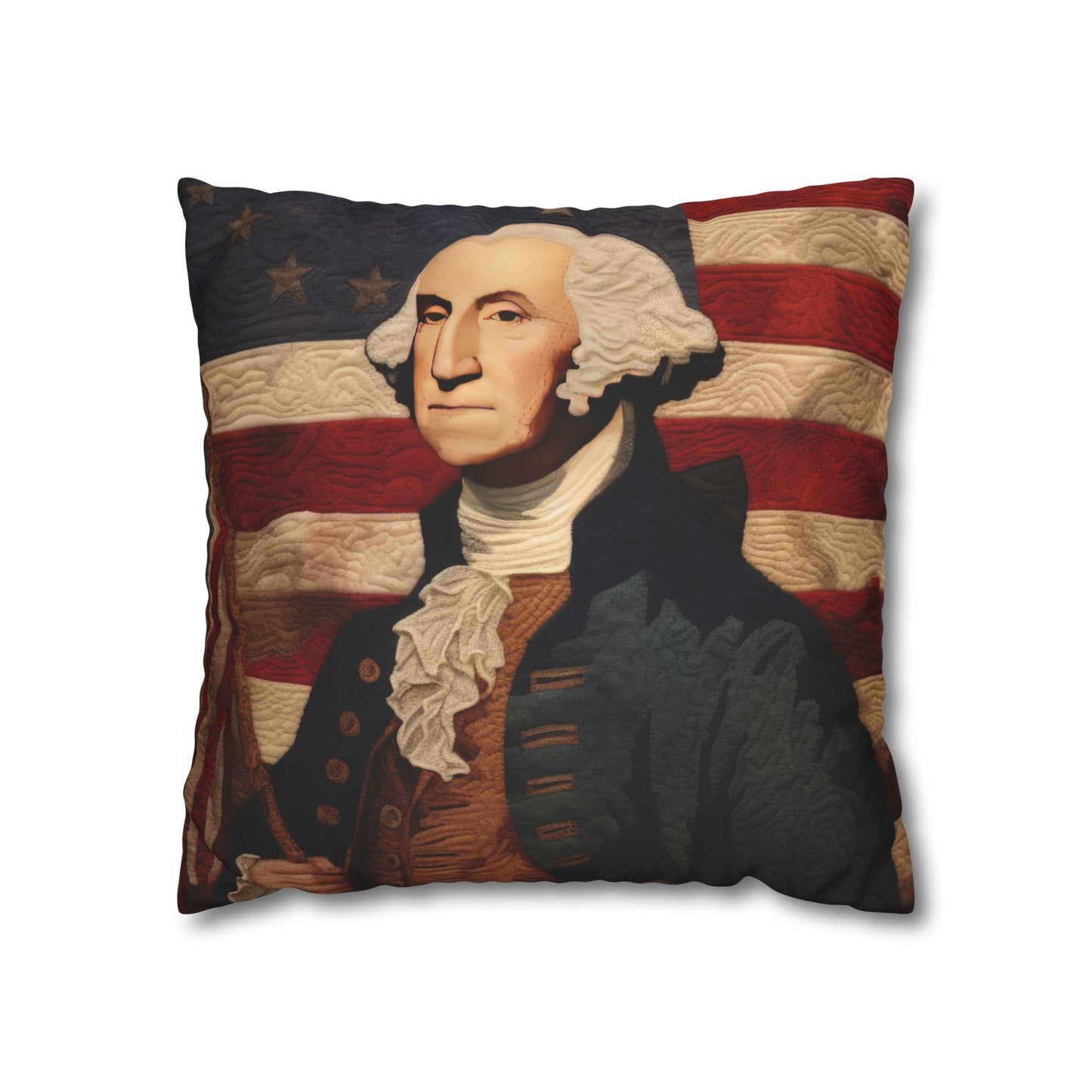 Faux Quilted George Washington Square Poly Canvas Pillowcase