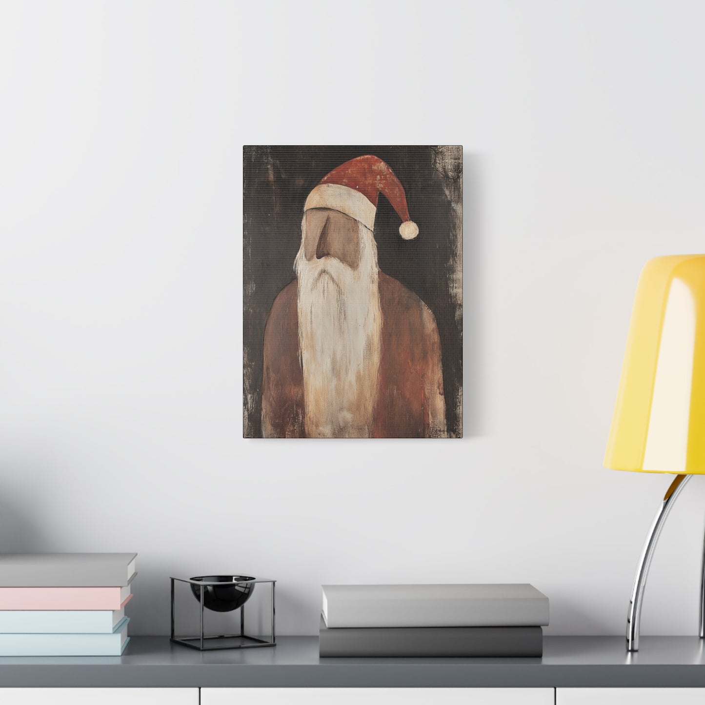 Primitive Impressionist Santa Matte Canvas, Stretched, 1.25"