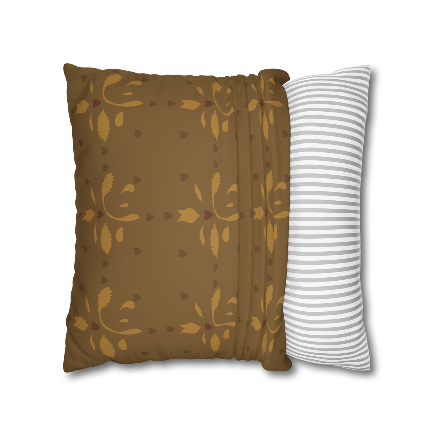 Leaves and Hearts Stencil Faux Suede Square Pillowcase
