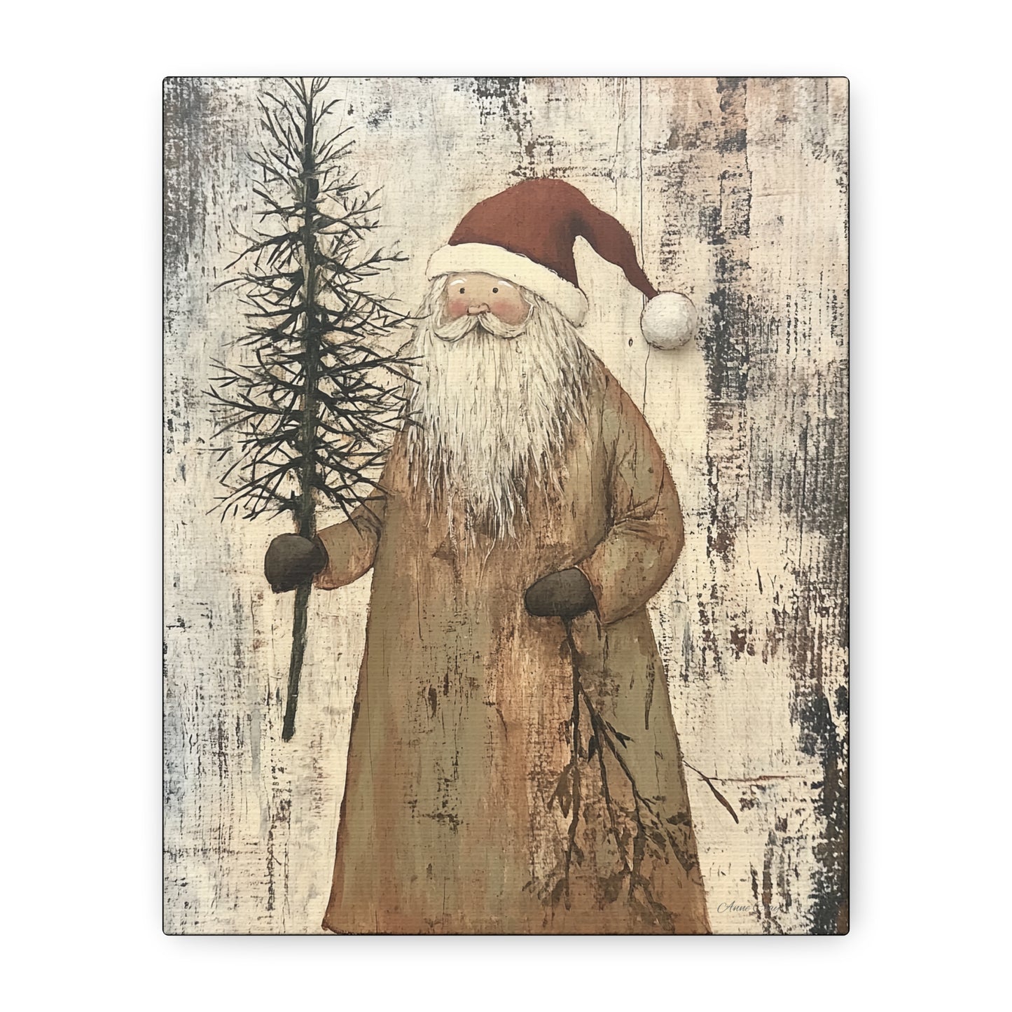 Happy Twiggy Santa Matte Canvas, Stretched, 1.25"