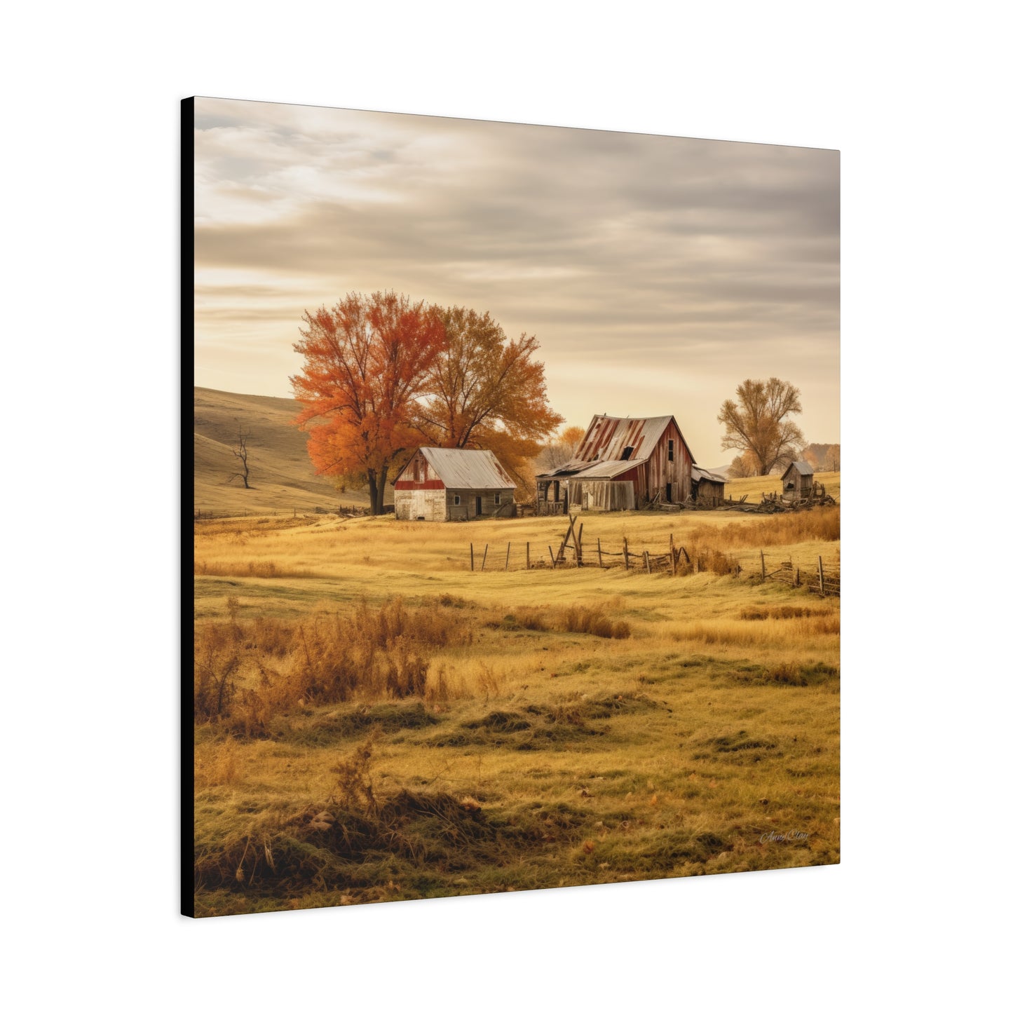 Rustic Farmhouse Canvas Wall Art, Autumn Landscape Decor, Cozy Home Decoration, Farmhouse Style Gift, Rustic Wall Art for All Occasions