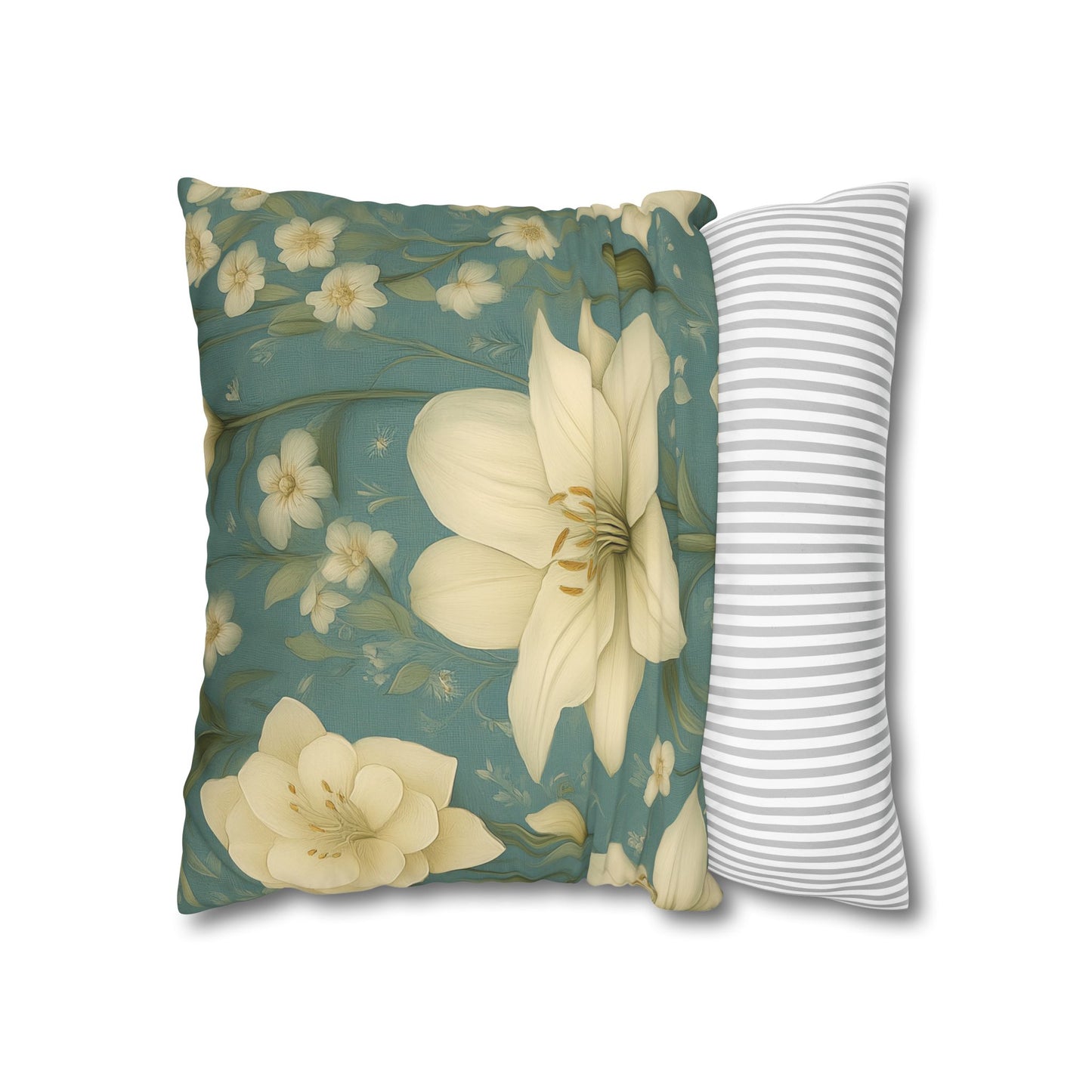 Floral Square Pillowcase, Cozy Home Decor, Gift for Flower Lovers, Soft Decorative Pillow, Spring Living Room Accessories