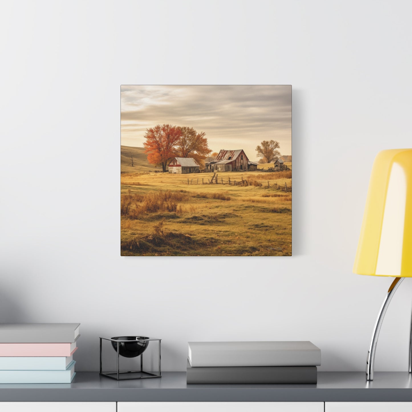 Rustic Farmhouse Canvas Wall Art, Autumn Landscape Decor, Cozy Home Decoration, Farmhouse Style Gift, Rustic Wall Art for All Occasions