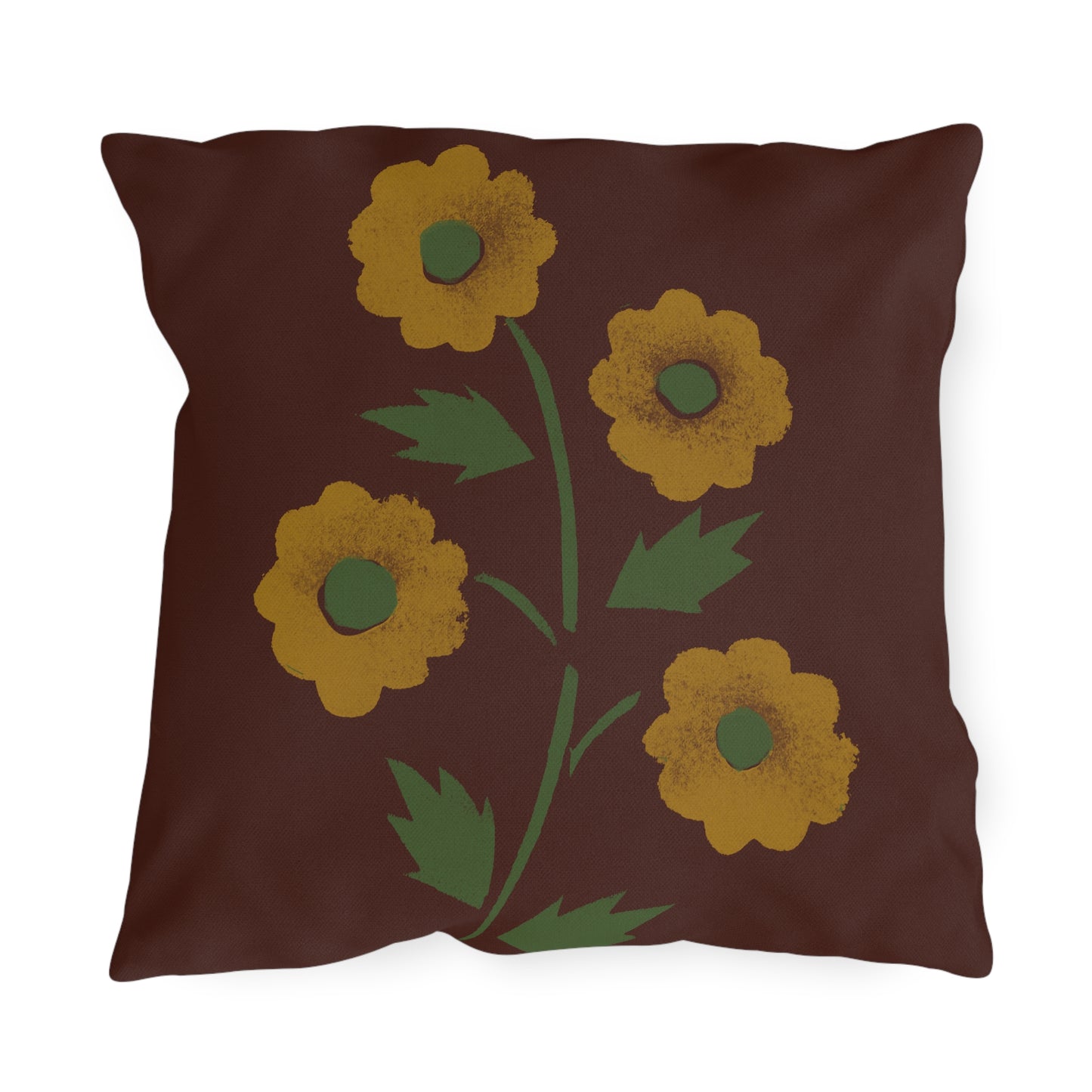Stencil Flower on Country Red Outdoor Pillows