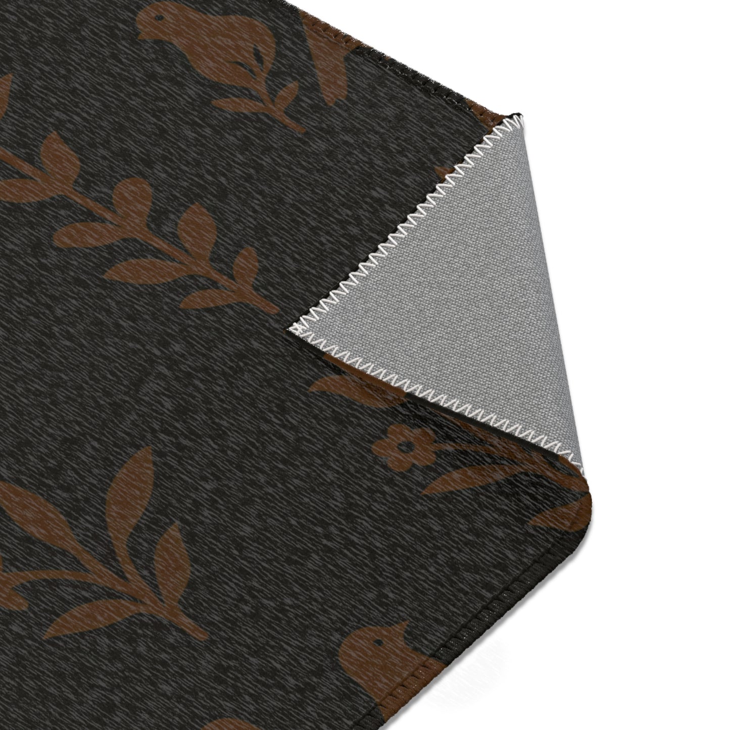 Elegant Floral Area Rug | Black & Brown Design, Home Decor, Living Room Mat, Cozy Atmosphere, Gift for Any Occasion