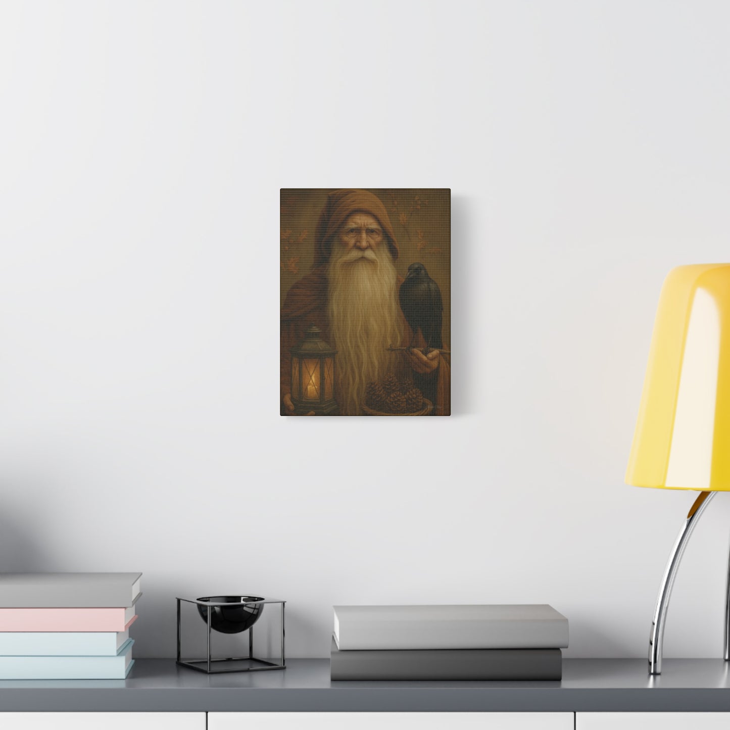 Old World Santa Canvas Art Print, Wall Decor for Home, Fantasy Artwork, Gift for Nature Lovers, Autumn Vibes, Cozy Living Space