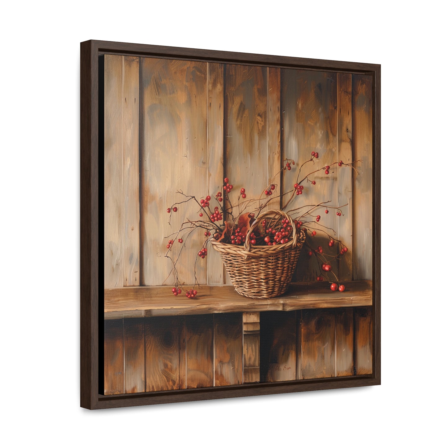 Basket of Bittersweet Gallery Canvas Wraps, Square Frame