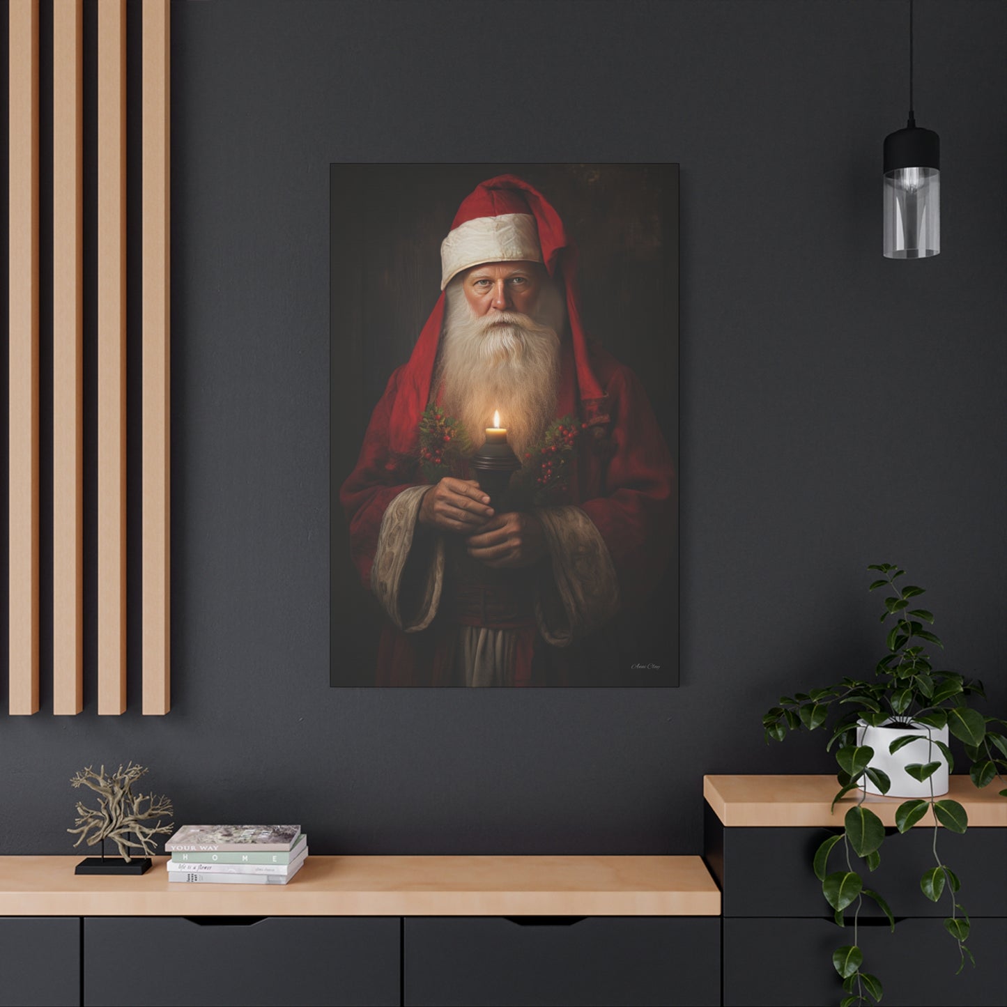 Candlelight Santa Matte Canvas, Stretched, 1.25"