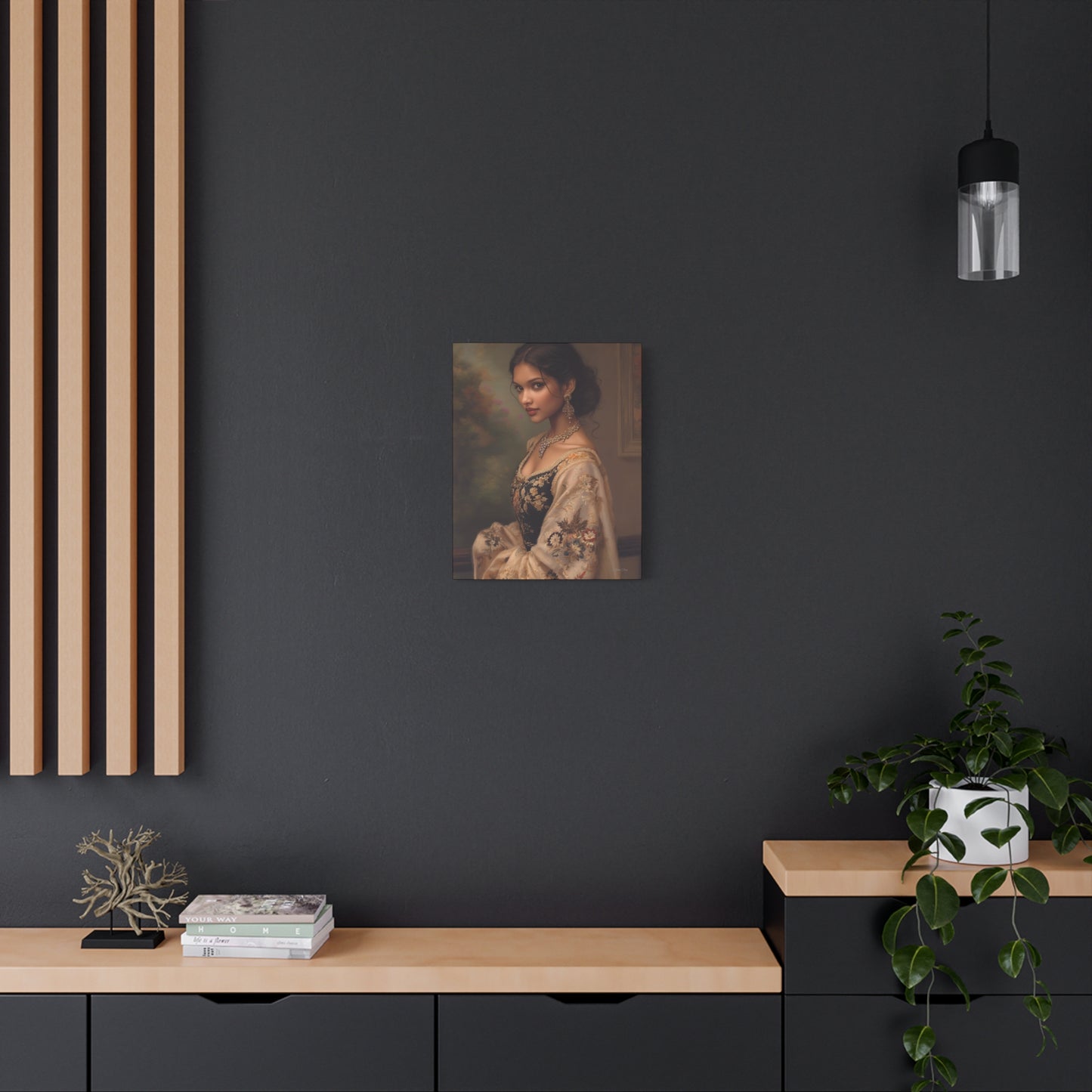 Elegant Stretched Canvas Wall Art - Timeless Portrait, Home Decor, Gift for Art Lovers, Stylish Living Room Decor, Christmas Gift