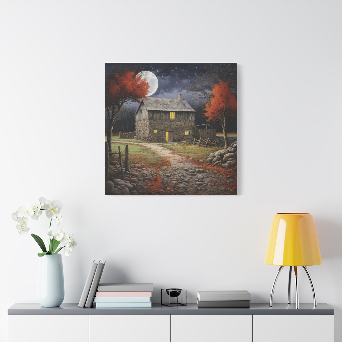 Rustic Cabin Art Print, Home Decor, Autumn Wall Art, Cozy Living Room Decor, Gift for Nature Lovers, Fall Decor