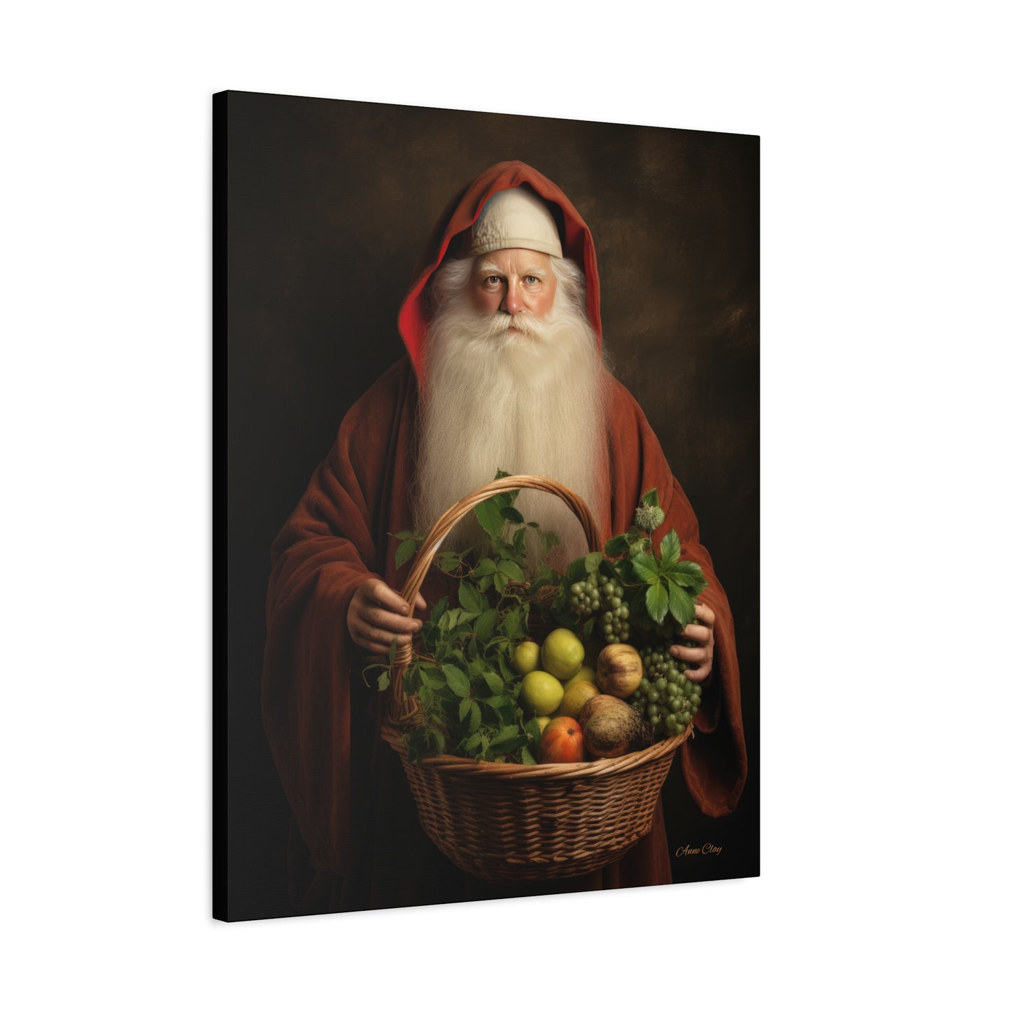 Fruit Basket Santa Matte Canvas, Stretched, 1.25"
