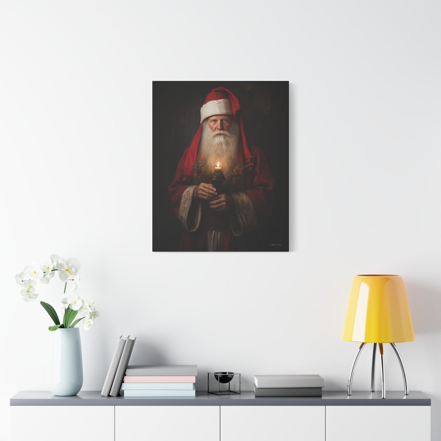 Candlelight Santa Matte Canvas, Stretched, 1.25"