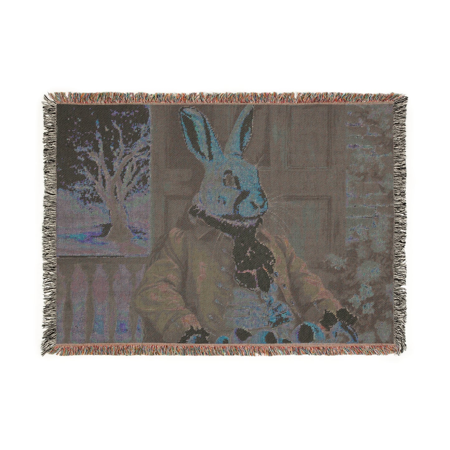 Whimsical Rabbit Tapestry Blanket - Cozy Vintage Home Decor