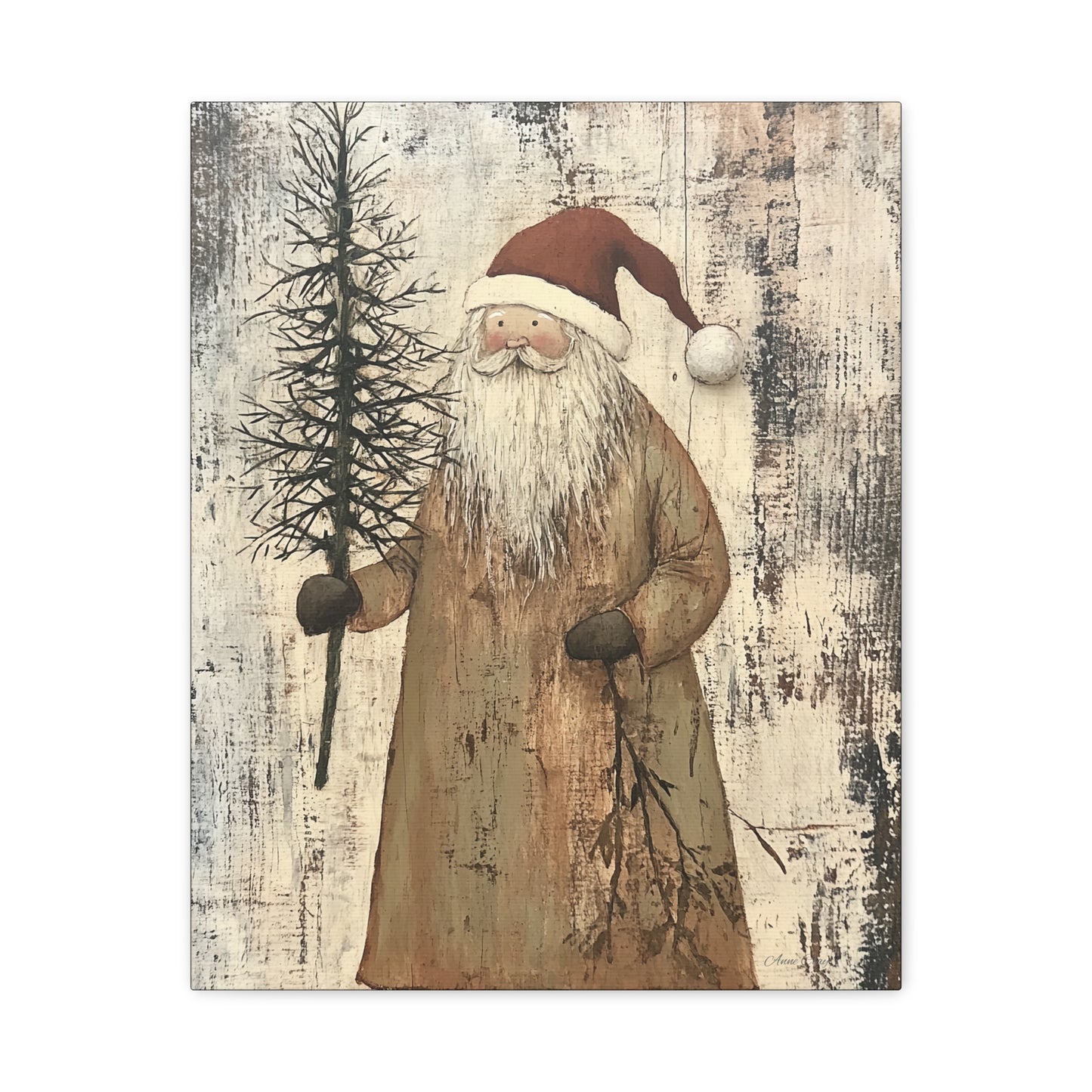 Happy Twiggy Santa Matte Canvas, Stretched, 1.25"