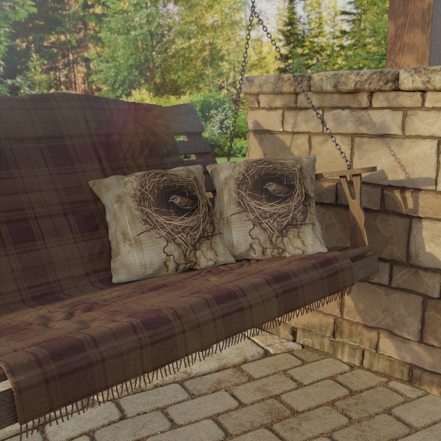 Bird in the Nest Outdoor Pillows