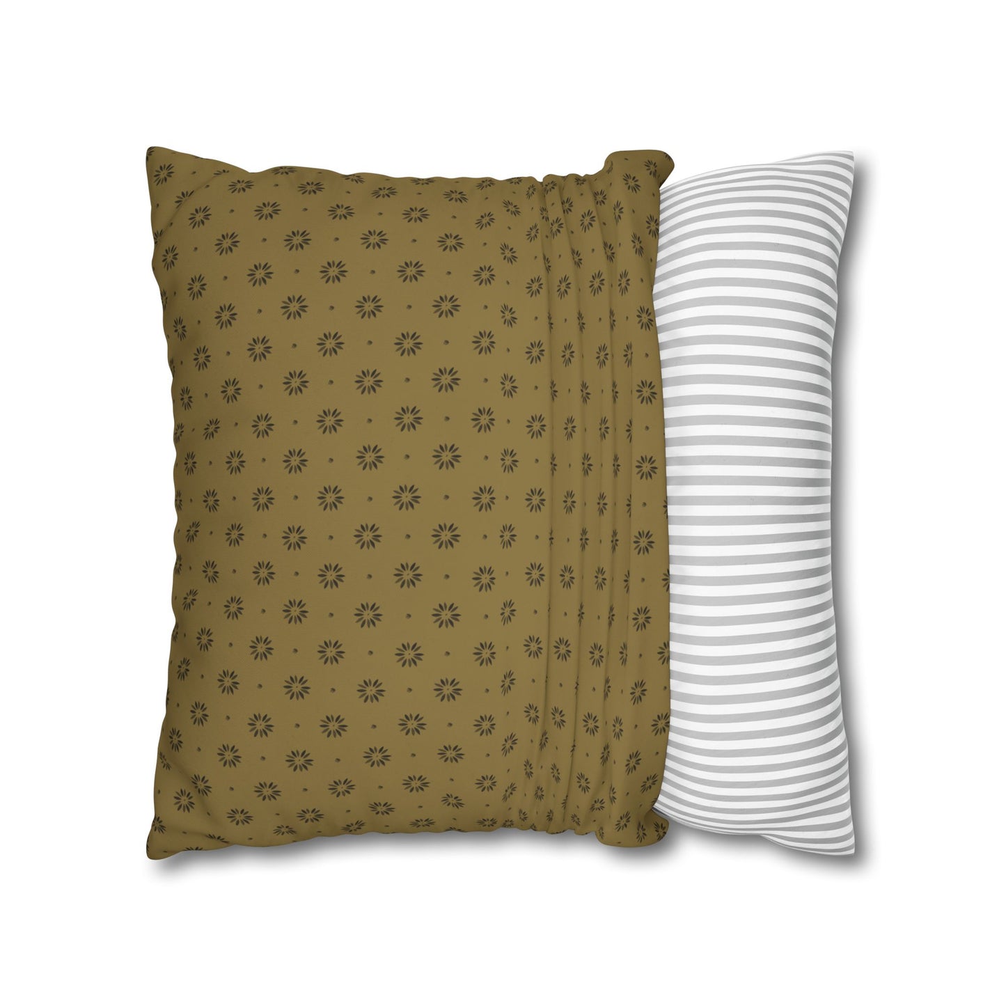 Black Petals on Gold Background Stencil Square Poly Canvas Pillowcase