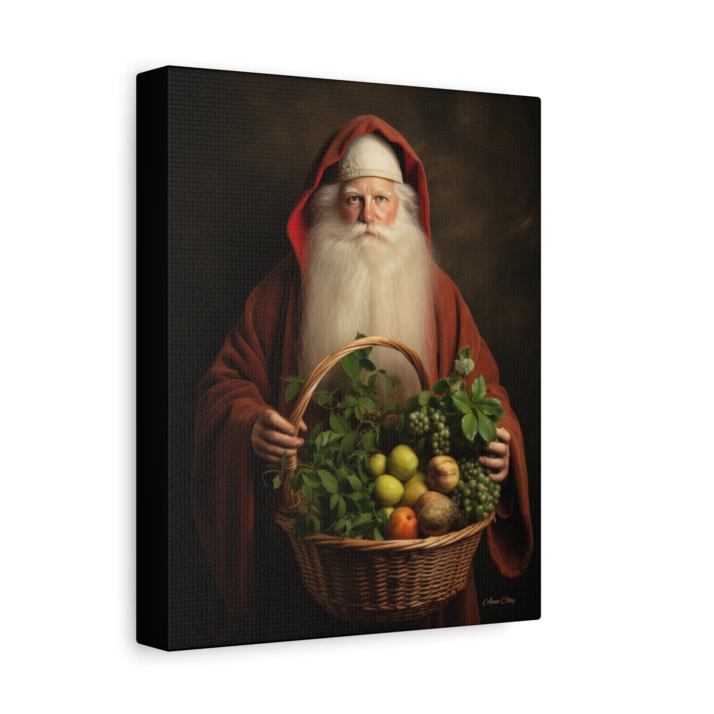 Fruit Basket Santa Matte Canvas, Stretched, 1.25"