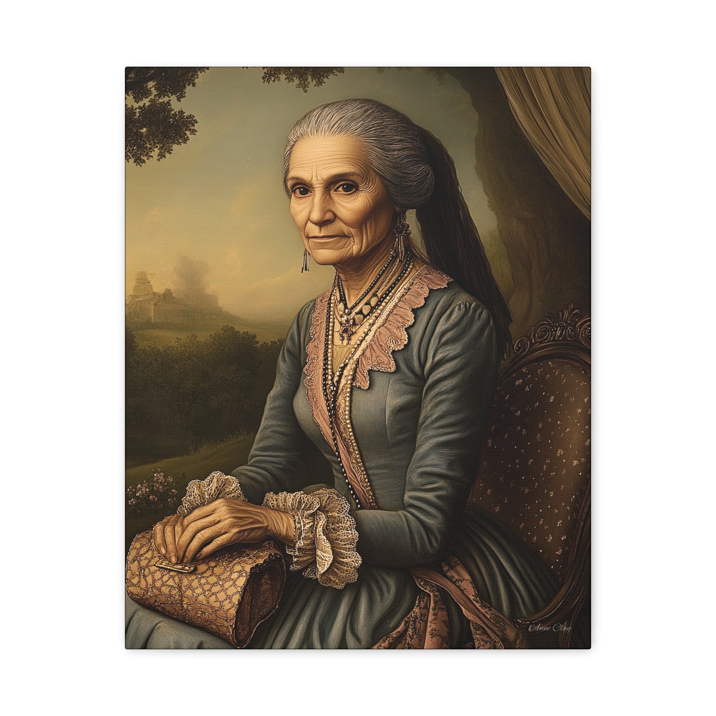 Elegant Vintage Canvas Art Print, Home Decor, Wall Art, Gift for Grandparents, Classic Portrait Decoration