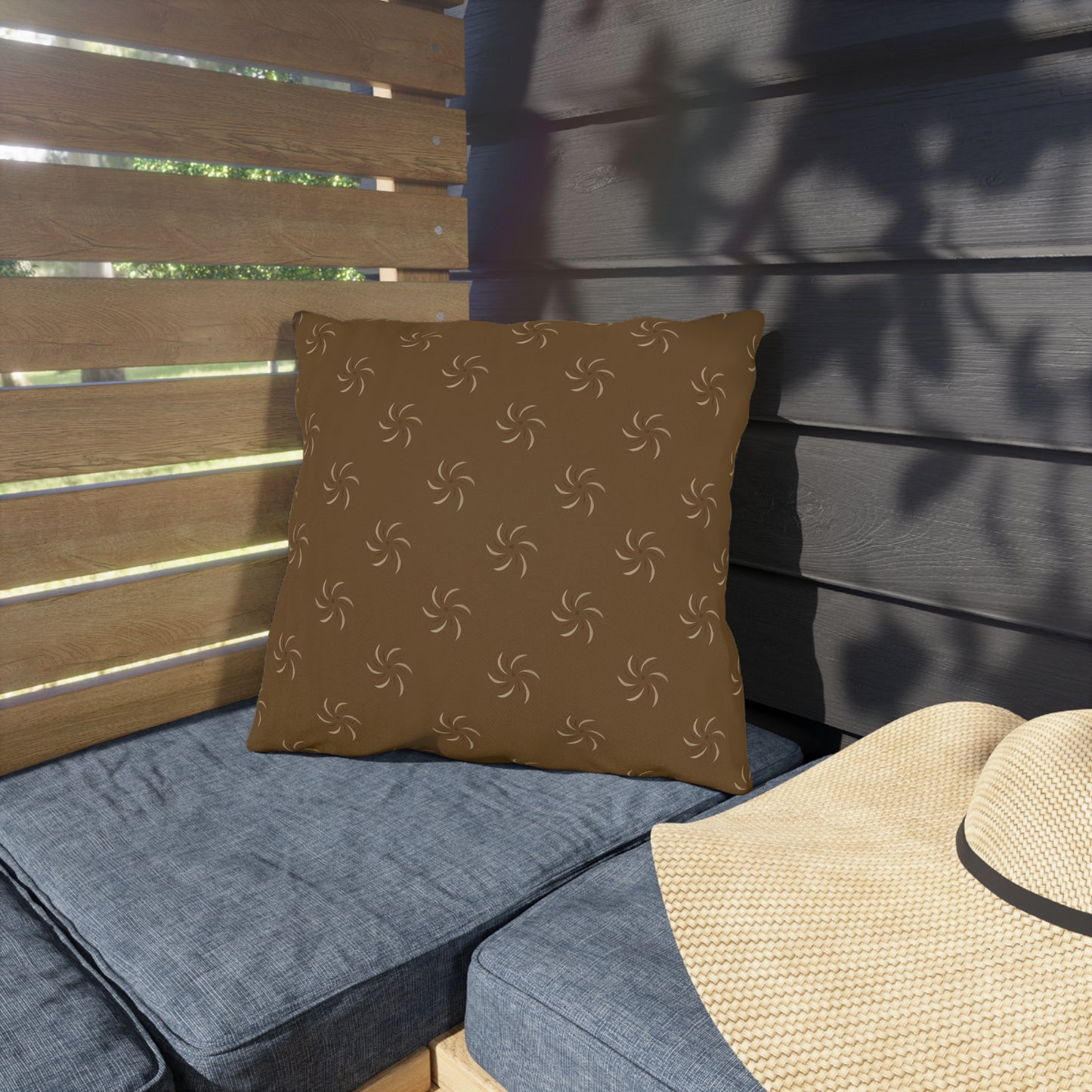 Boho Outdoor Throw Pillow - Earthy Twirl Design for Patio & Garden Decor