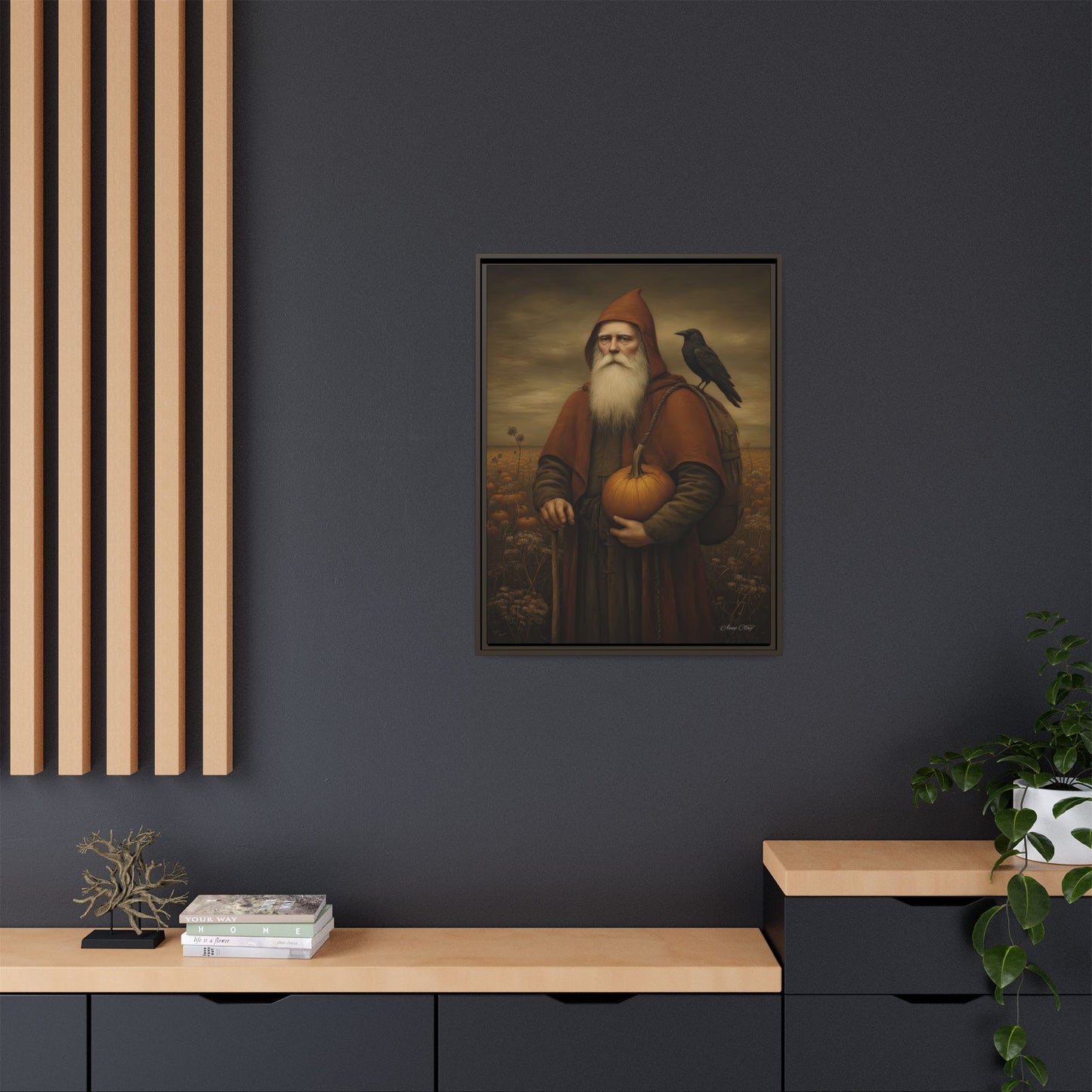 Framed Autumn Canvas Art, Fall Decor for Home, Harvest Wall Art, Thanksgiving Gift, Rustic Nature Painting