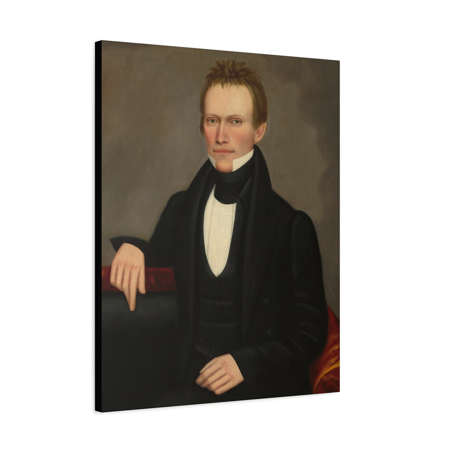 Early American Folk Art Man Classic Portrait Canvas Wall Art - Timeless Elegance for Home Decor
