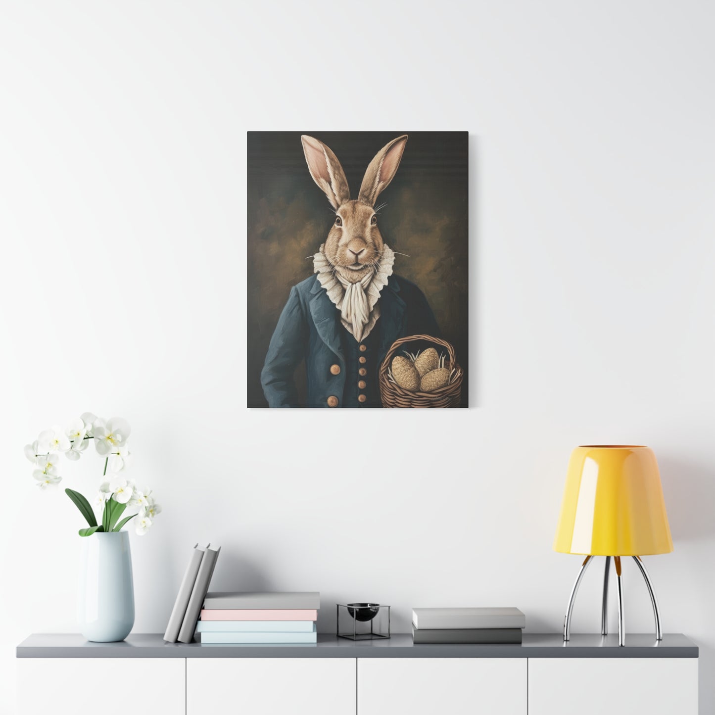 Whimsical Rabbit Canvas Art - Easter Decor - Anne Clay