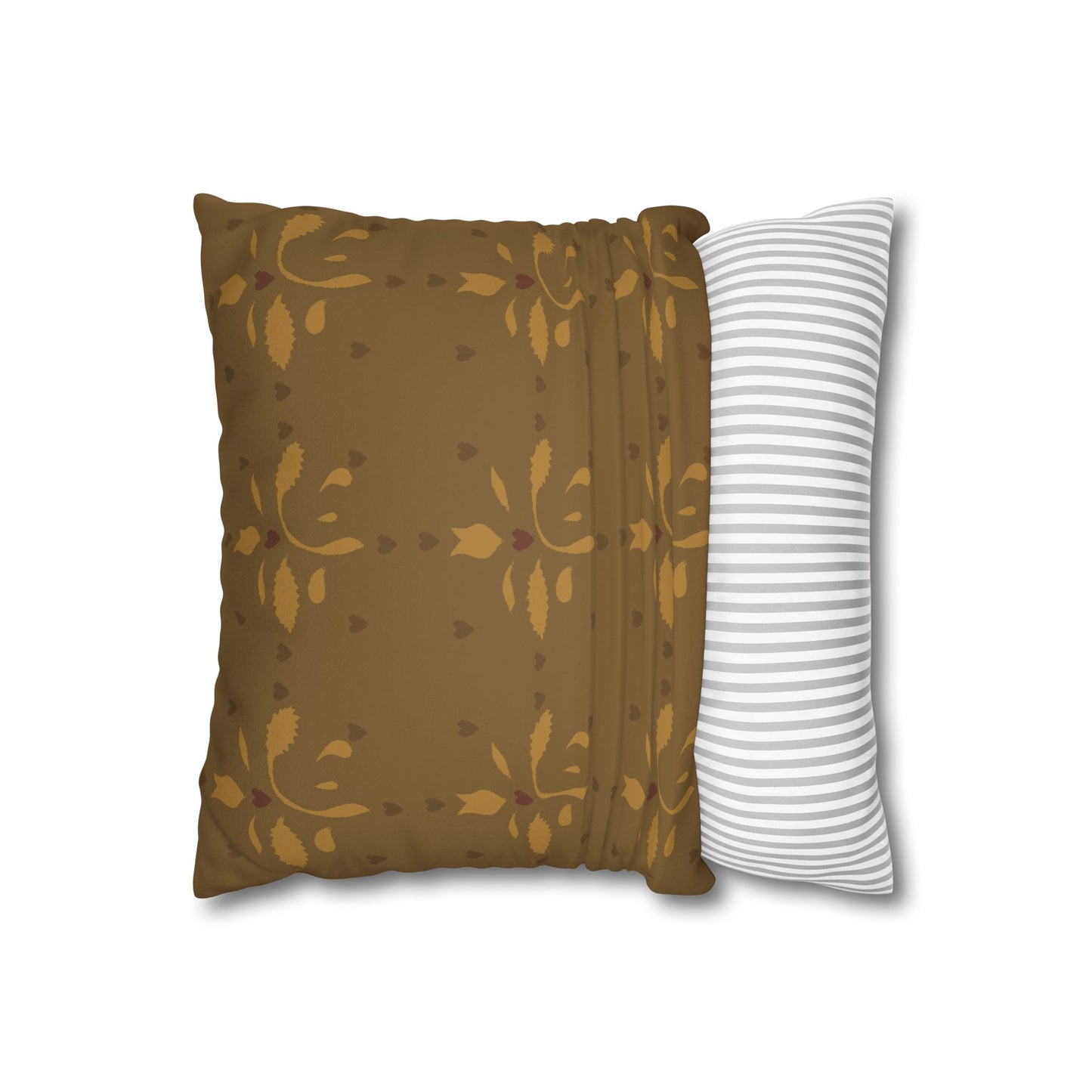 Leaves and Hearts Stencil Faux Suede Square Pillowcase