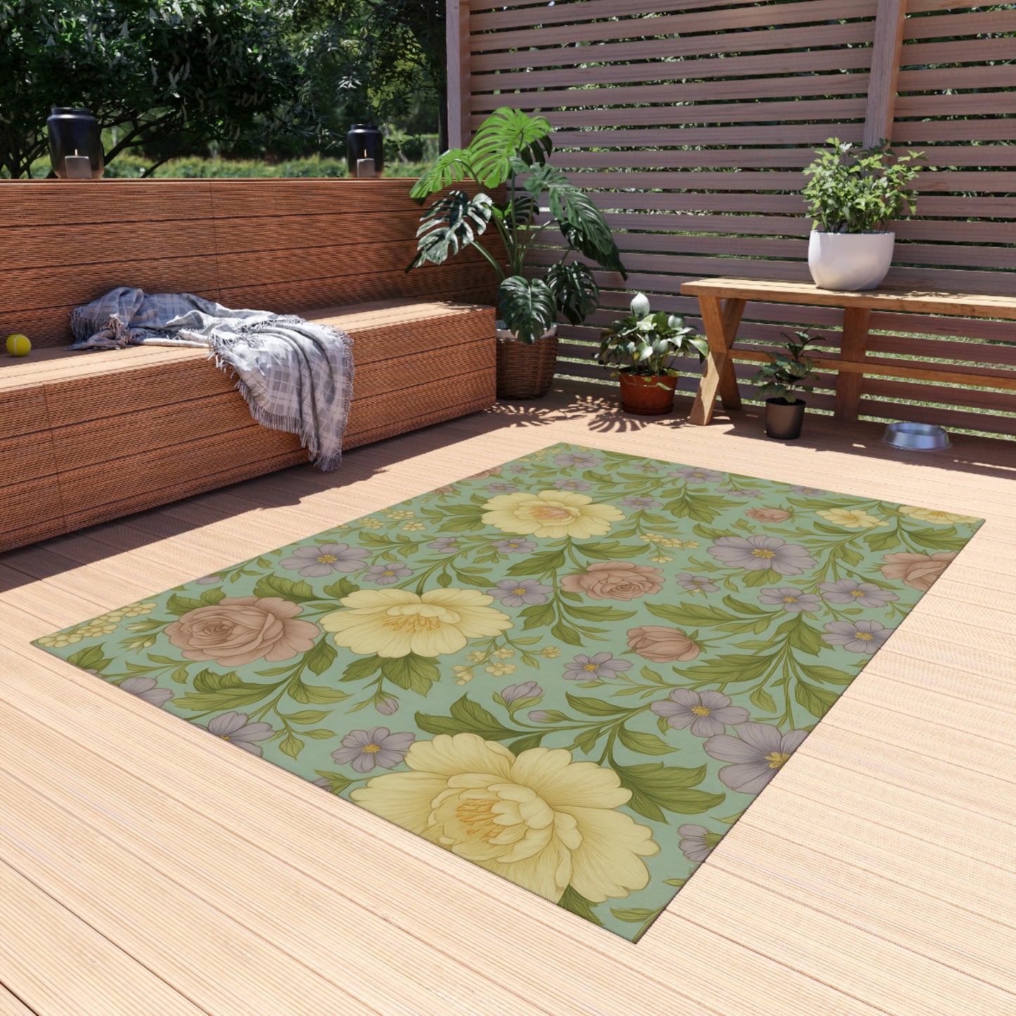 Floral Outdoor Rug - Decorative Area Mat for Patios, Entryways, or Gardens - Perfect Gift for Home Decor Lovers