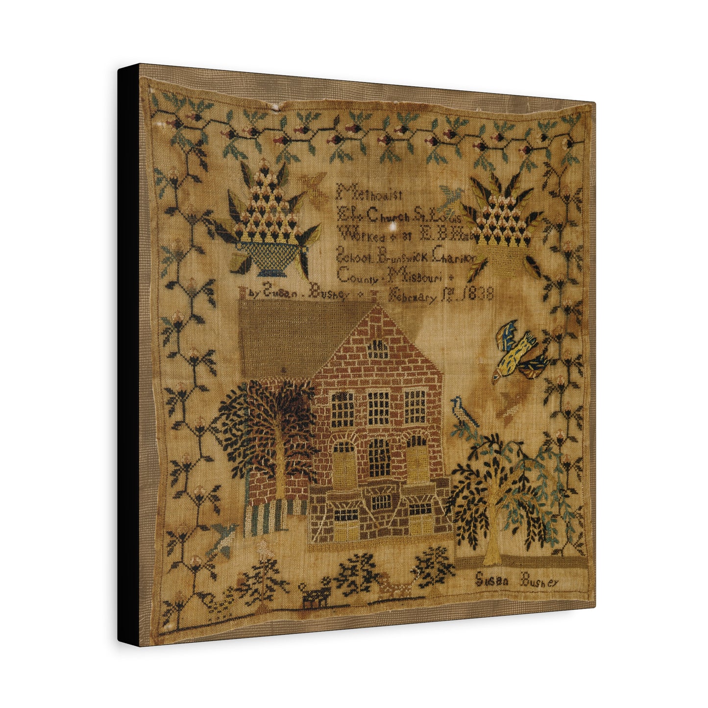 Vintage Canvas Wall Art – 1838 Pennsylvania Folk Art