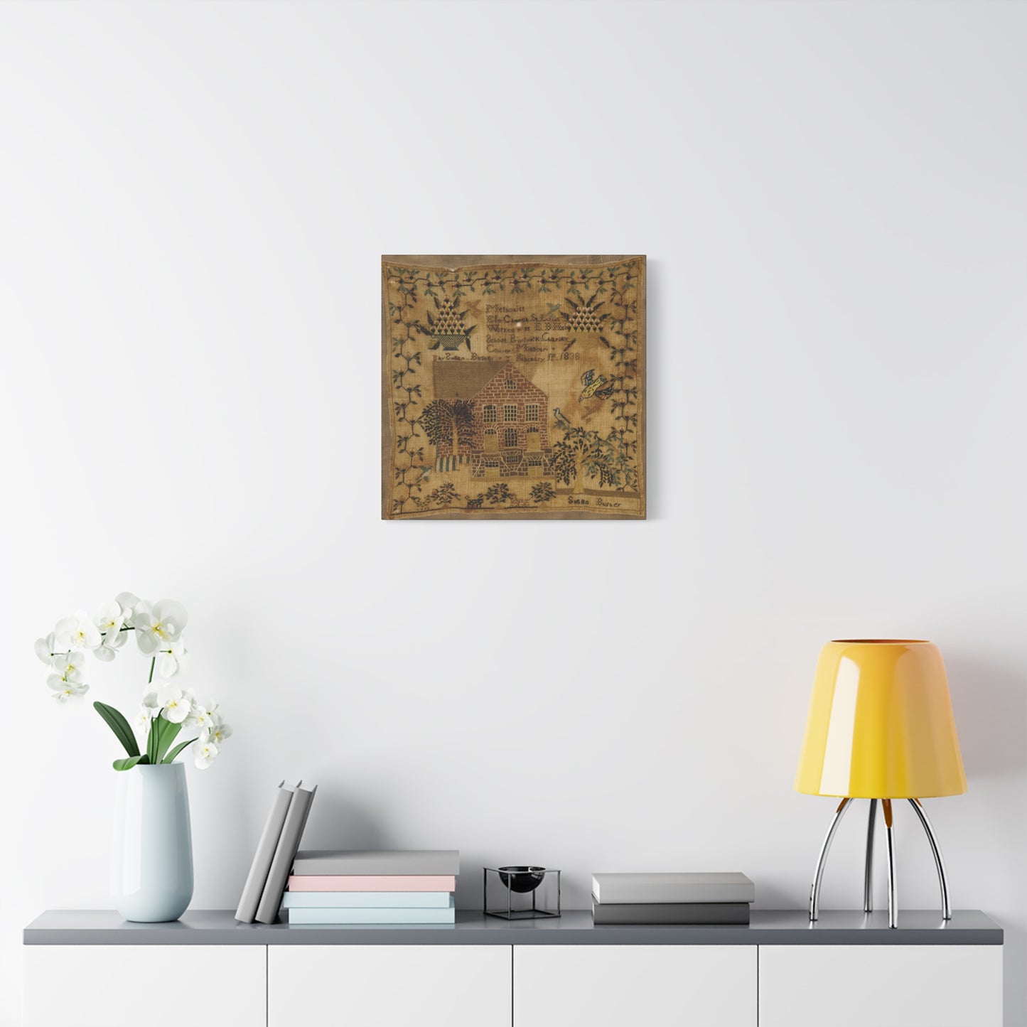 Vintage Canvas Wall Art – 1838 Pennsylvania Folk Art